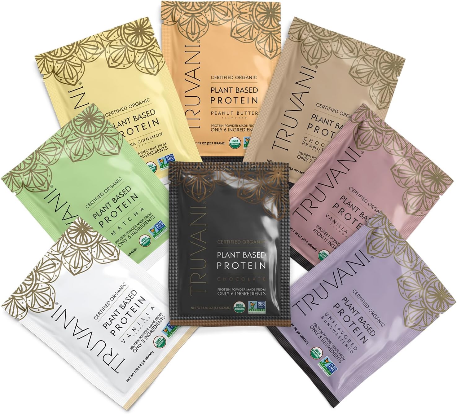 Vegan Pea Protein Powder | Sample Pack | 20g Organic Plant Based Protein | 8 Single Serving Packets | Keto | Gluten & Dairy Free | Low Carb | No Added Sugar