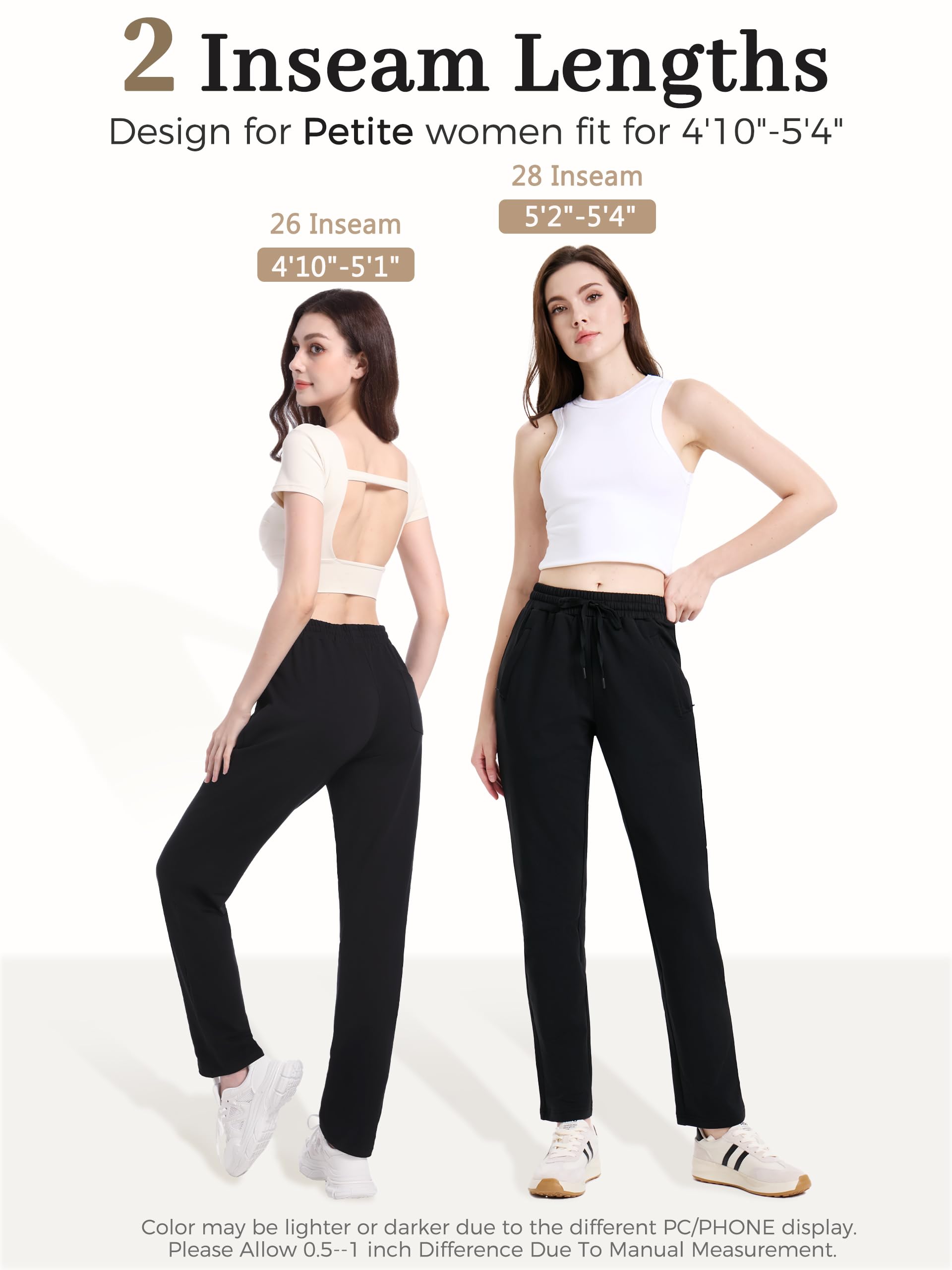 Tapata Damen 66/71cm Jogginghose Lässige Baumwolle Sporthose Geradem Bein Trainingshose Gummizug Yogahose Schlupfhose mit Taschen