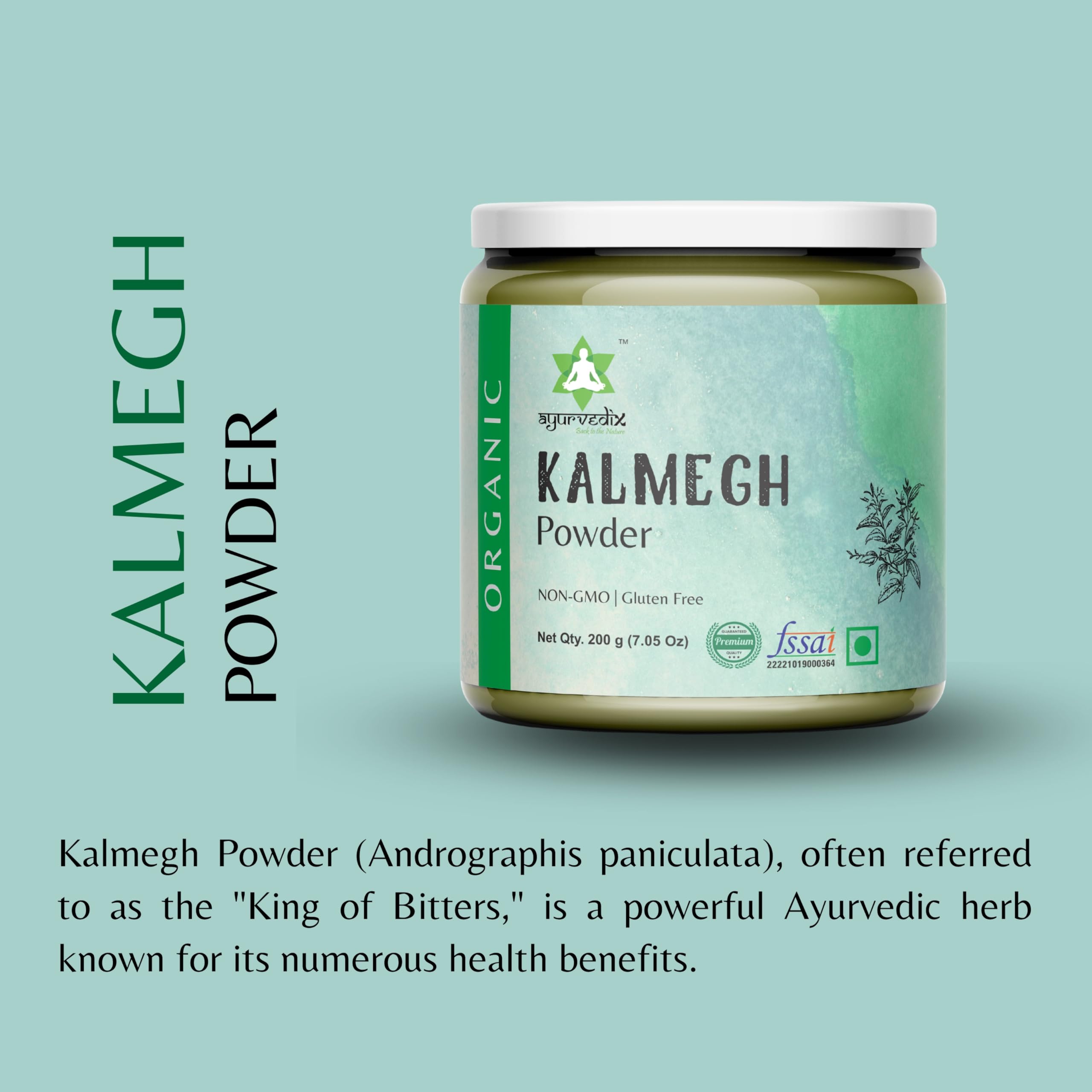Ayurvedix Organic Kalmegh Powder 200g | Andrographis paniculata | Supports Liver Wellness, Digestion & Immunity | Natural Detox Herbal Powder | Non-GMO, Vegan | Jaivik Bharat & USDA Certified 2