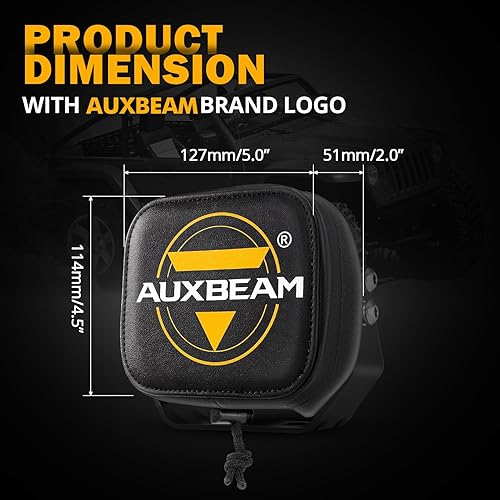 Miniatura 2 de Auxbeam Luces LED para todo terreno de 5 pulgadas con cubiertas de luz de cubo de cuero, cubiertas protectoras de niebla ámbar para todo terreno,