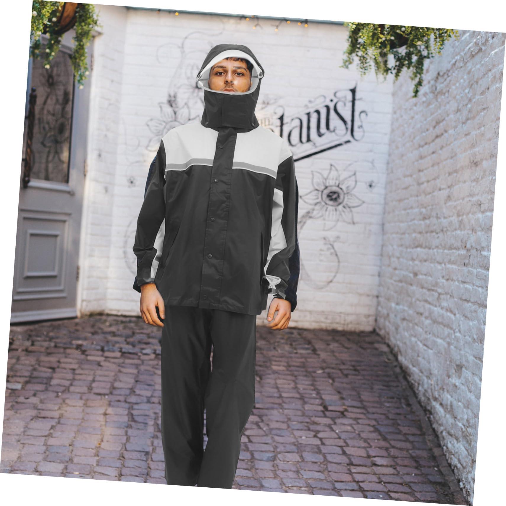 Combinaison Moto Pluie Imperméable pour Homme Veste et Pantalon en PU Adhésif, Protection Simple à Enlever, pour Conduite et Activités Extérieures