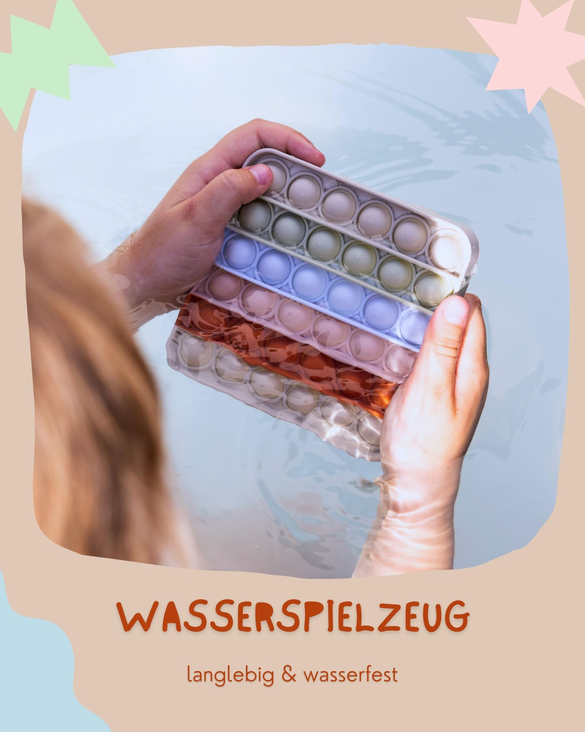 Pop on It Spielzeug Pastellfarben | Wasserfeste Bubble Fidget Toys für Kinder | Sensorik Spielzeug aus hochwertigem Silikon (Quadrat - BPA Frei)