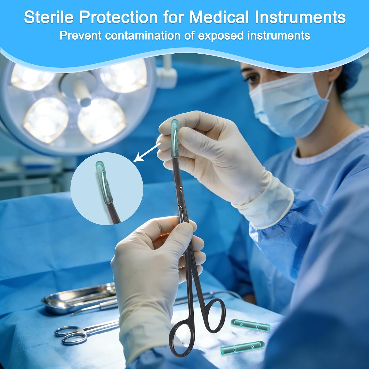 100PCS Surgical Instrument Tip Protector Caps, Autoclavable Tip Guard
