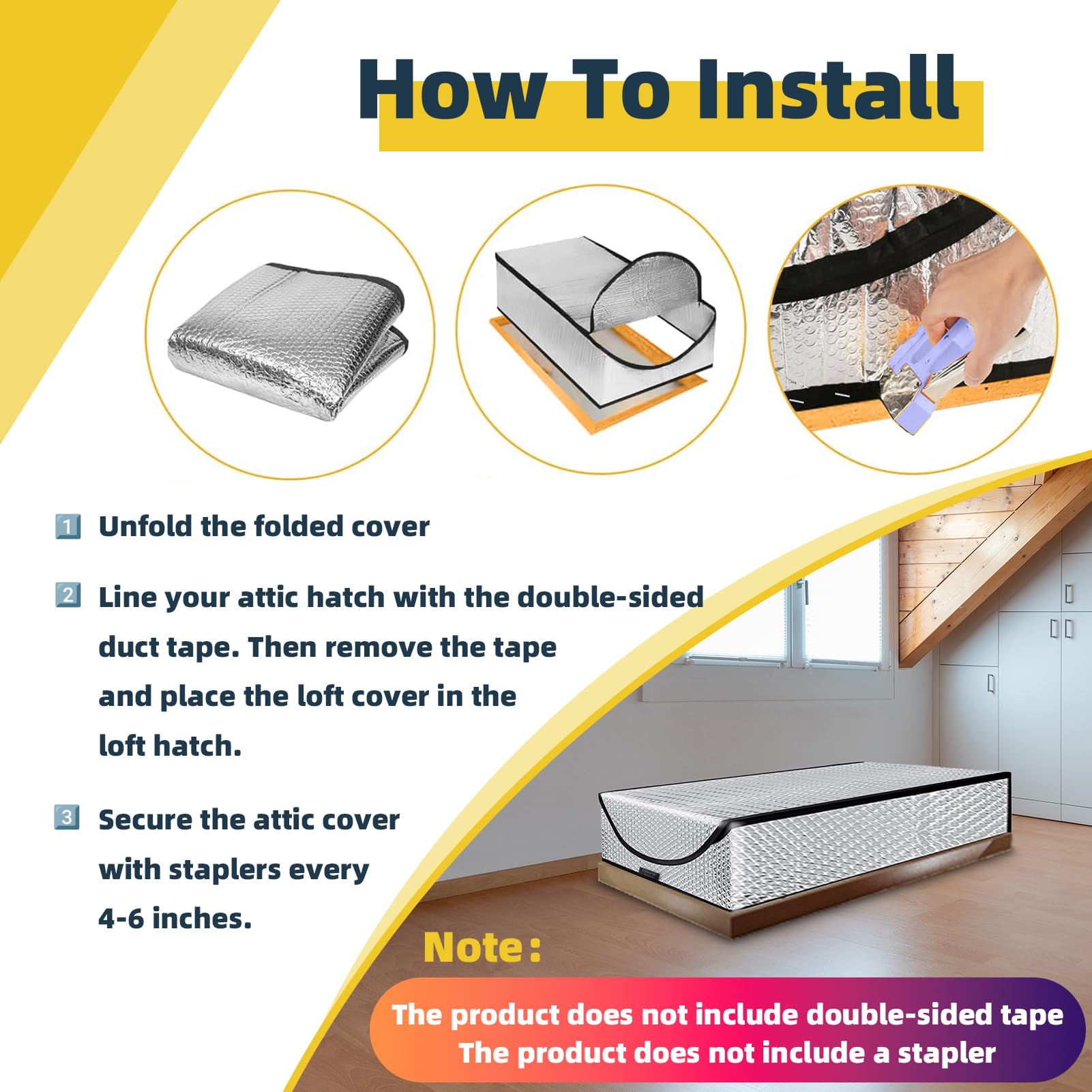 Attic Door Insulation Cover, Attic Tent With Double Zipper, Attic