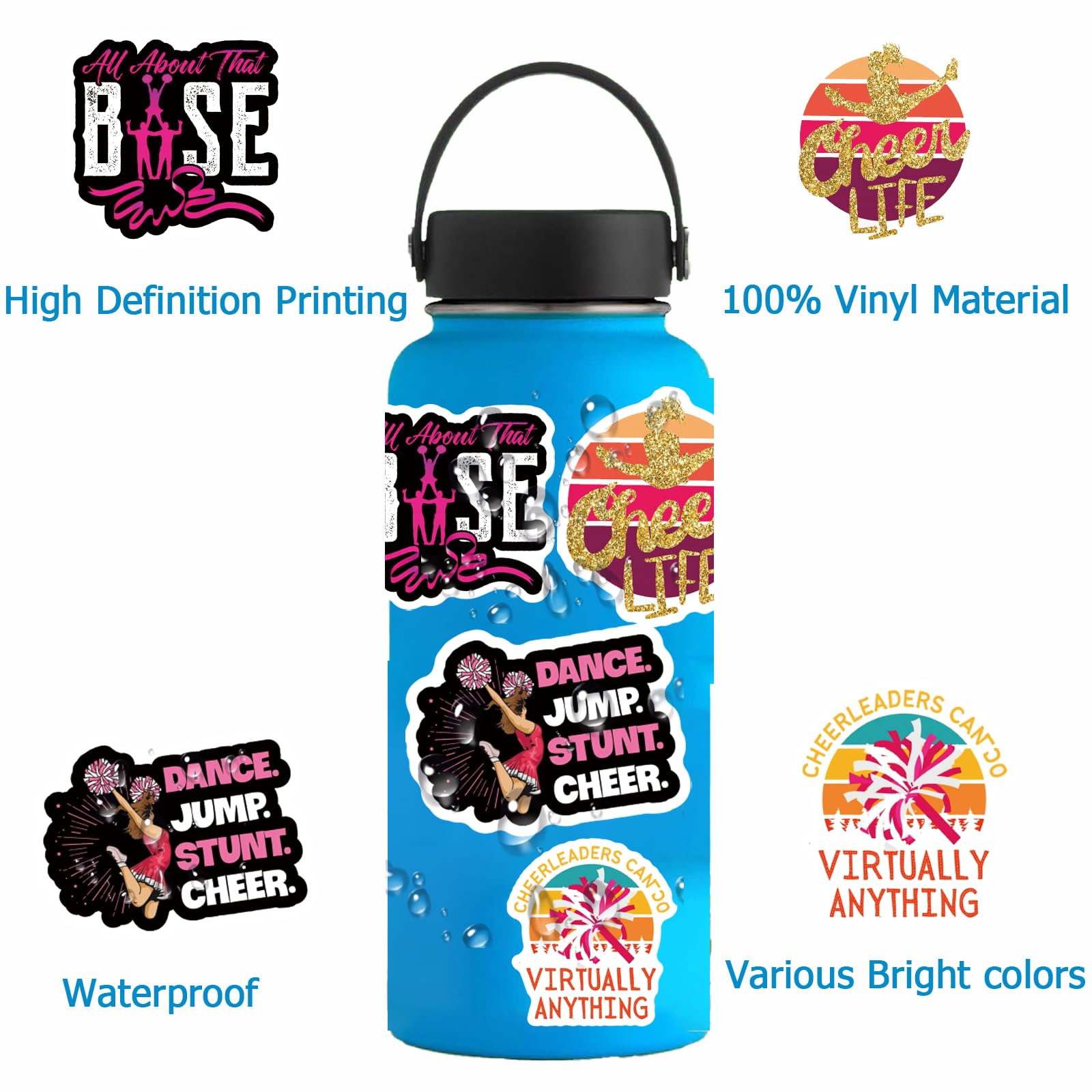 100 Adesivi Cheerleader Per Ragazze: Kit Di Sticker In Vinile Rosa E Nero Per Borracce, Laptop, Armadietti – Bomboniere E Feste