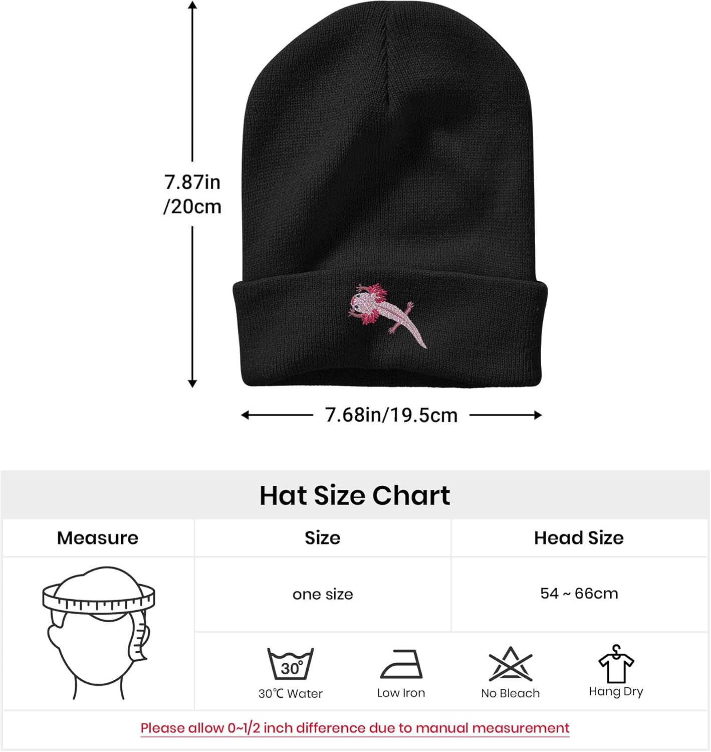 Embroidery Goth Beanie Knit Hats for Men & Women, Embroidery Winter Hats Skull Cap - Image 4