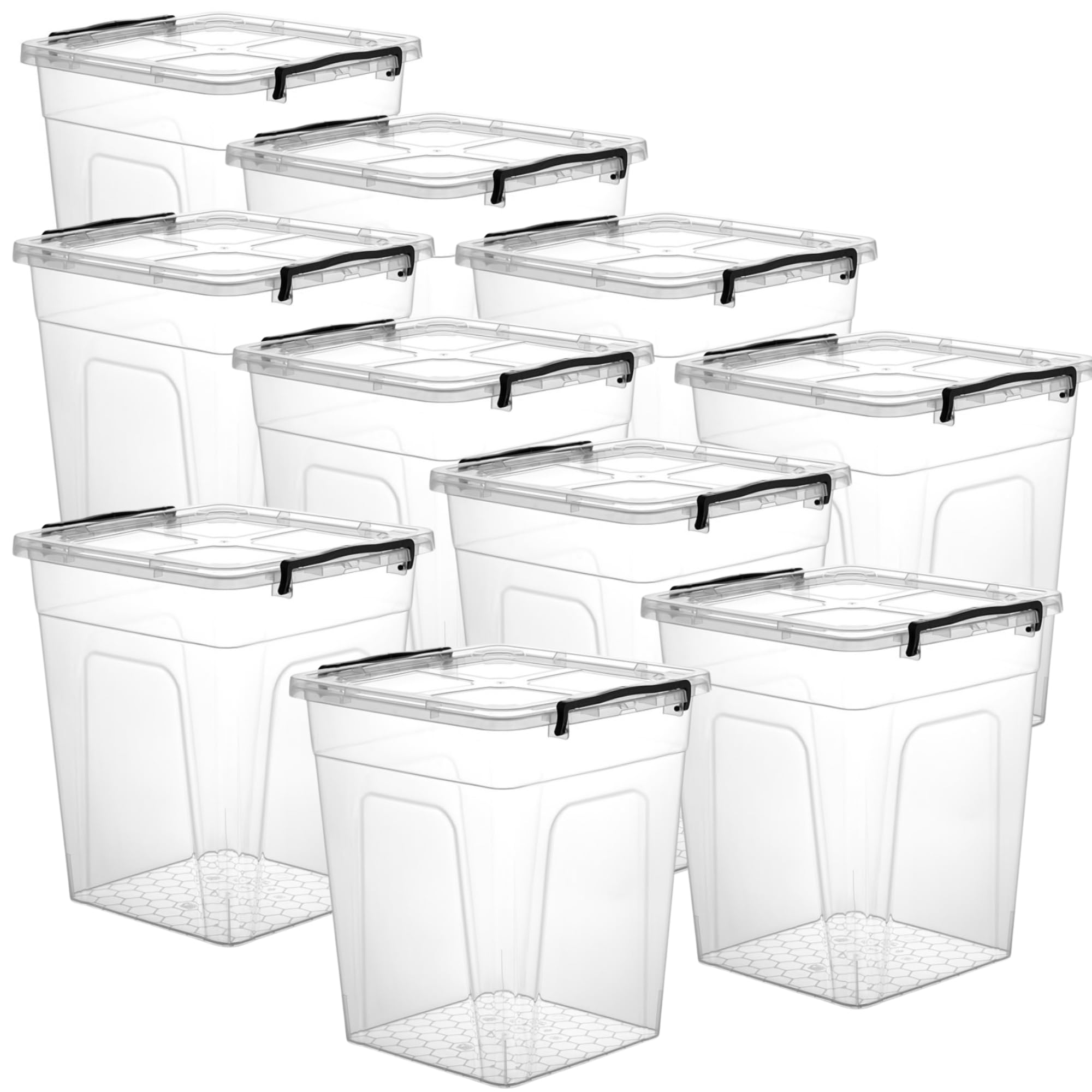 Easy Shopping® 30L Liter Clear Plastic Deep Storage Box with Locking Lid Home Office Kitchen Travel Food Storage Container (10)