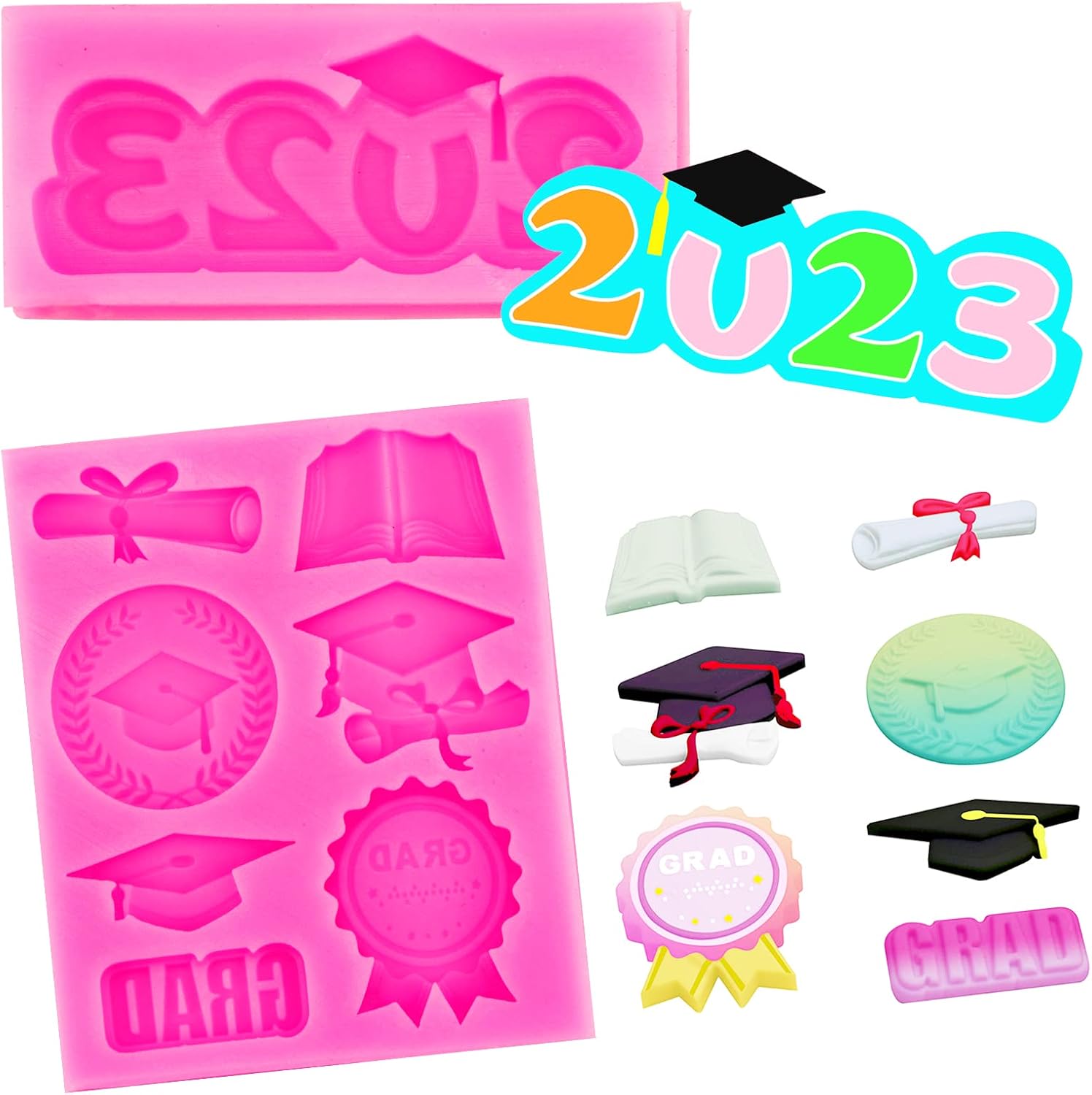 2 Pieces Graduation Resin Molds, 2023 Silicone Molds