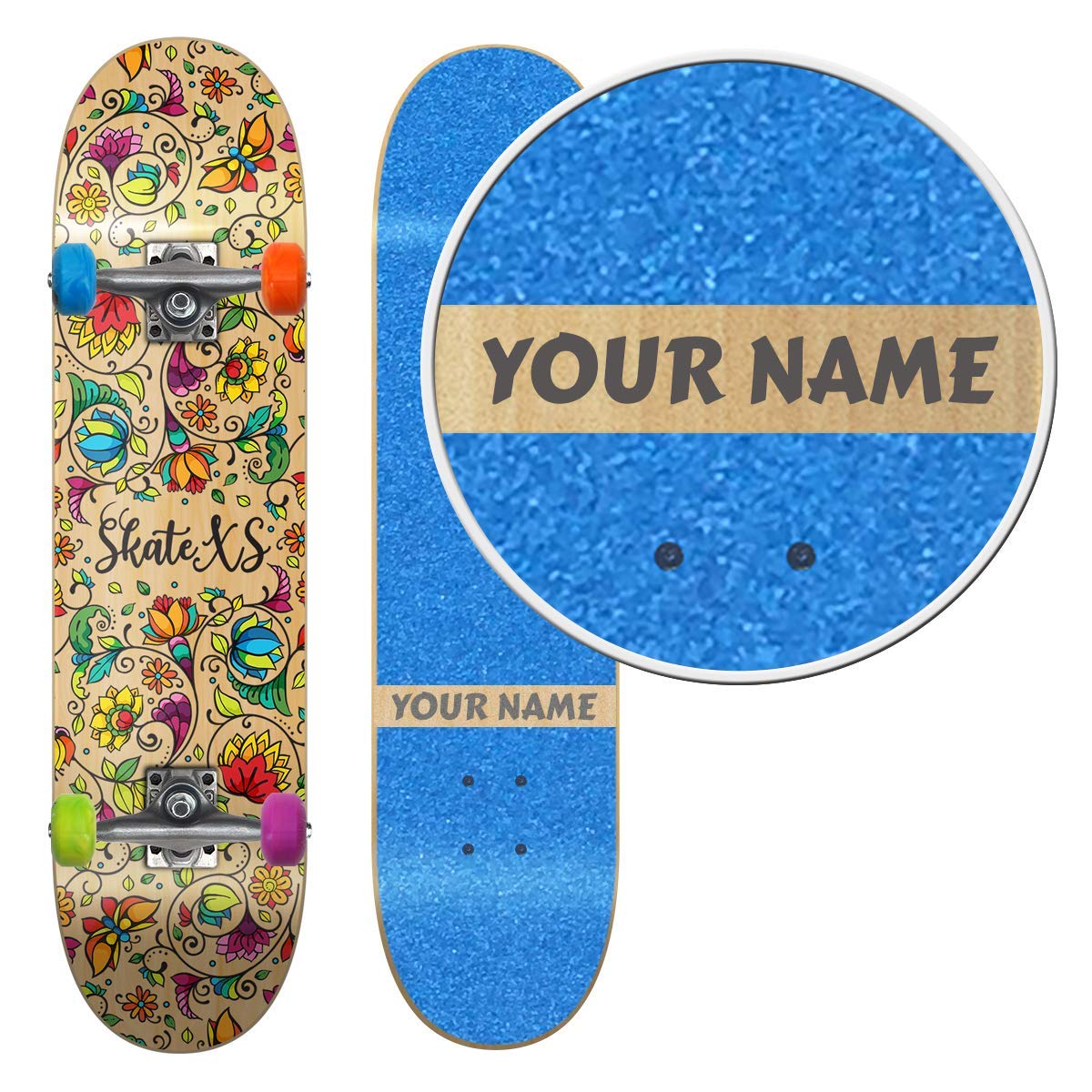 Personalized SkateXS Beginner Flowers Street Skateboard