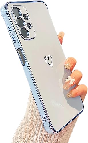 ZTOFERA Funda Samsung Galaxy A23 4G5G, bonito borde chapado con patrón de corazones de amor con protección para lente de cámara, funda para Galaxy