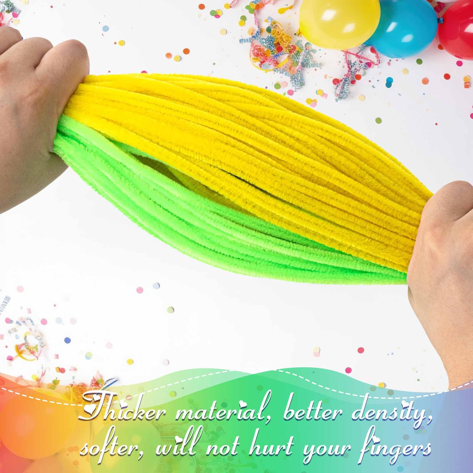 Peryiter 500 Pieces Pipe Cleaners Chenille Stems for Flowers Craft Supplies Bulk Fluffy Fuzzy Sticks for DIY Art Projects Creative Gift Wrapping Party Decorations(Rainbow Color,12 Inch)