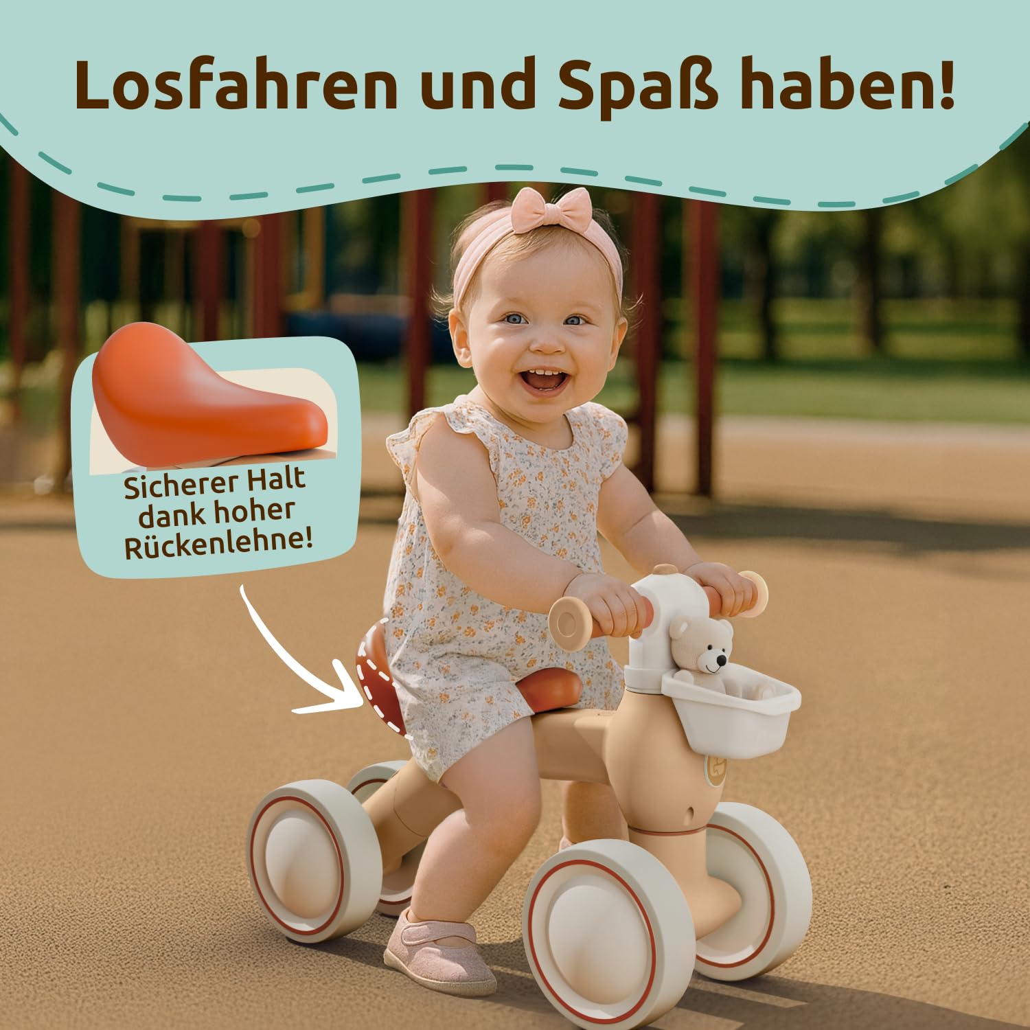 Mallie® Laufrad ab 1 Jahr I Ab 12 bis 24 Monate inkl. Gratis Korb als Laufräder, Rutschauto, Schaukelpferd oder Dreirad ab 1 Jahr Ersatz I Balance Bike Kinderspielzeug als Geschenk 1 Jahr