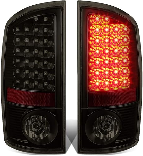 DNA MOTORING TL-DRAM07-LED-BK-SM Ensamblaje de luz trasera LED para lado del conductor y del pasajero Compatible con 02-06 Dodge Ram 1500 2500 3500