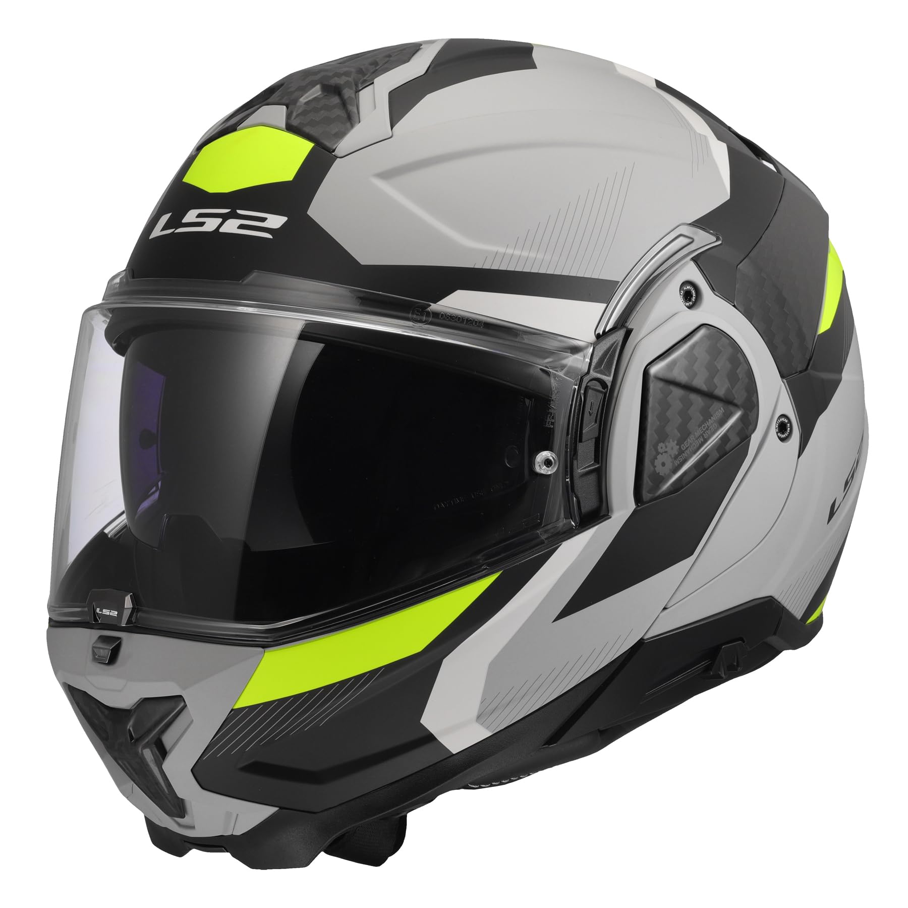 LS2 Helmets Advant II Modular Motorcycle Helmet W/ SunShield (Gloss Triple Nardo Gray/Blue - X-Small)