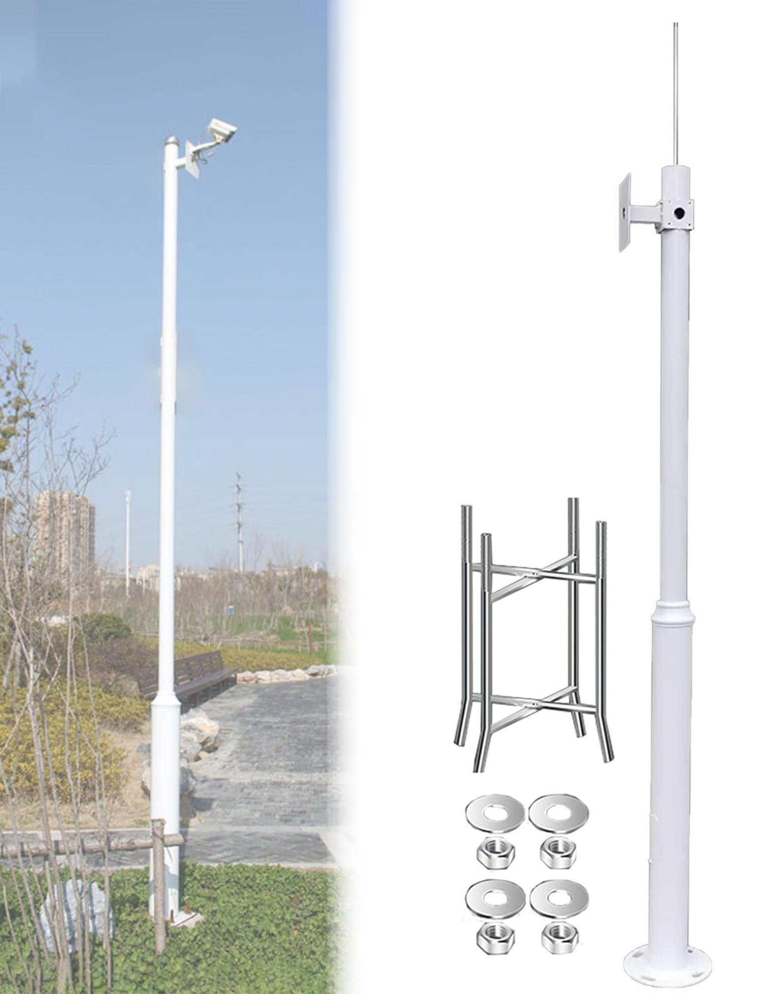 Poteau de caméra de sécurité réglable sur pied pour la surveillance extérieure dans les jardins et les allées