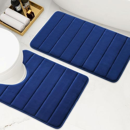Miniatura 3 de Buganda Meomry - Alfombras de baño de espuma y alfombras de inodoro en forma de U, 3 piezas, tamaño 24 x 16, 30 x 20 pulgadas y alfombras de inodoro