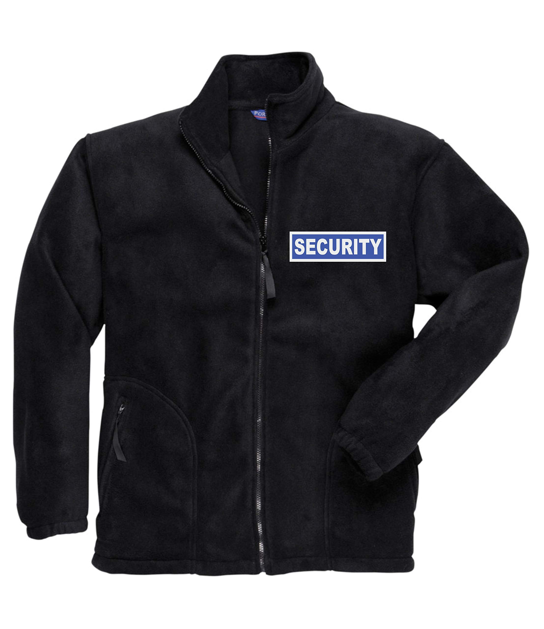 Brook Hi Vis Uk Unisex Black Security Badge Portwest Premium Fleece - Workwear, Security Jacket, Your Text Here, XXX-Large