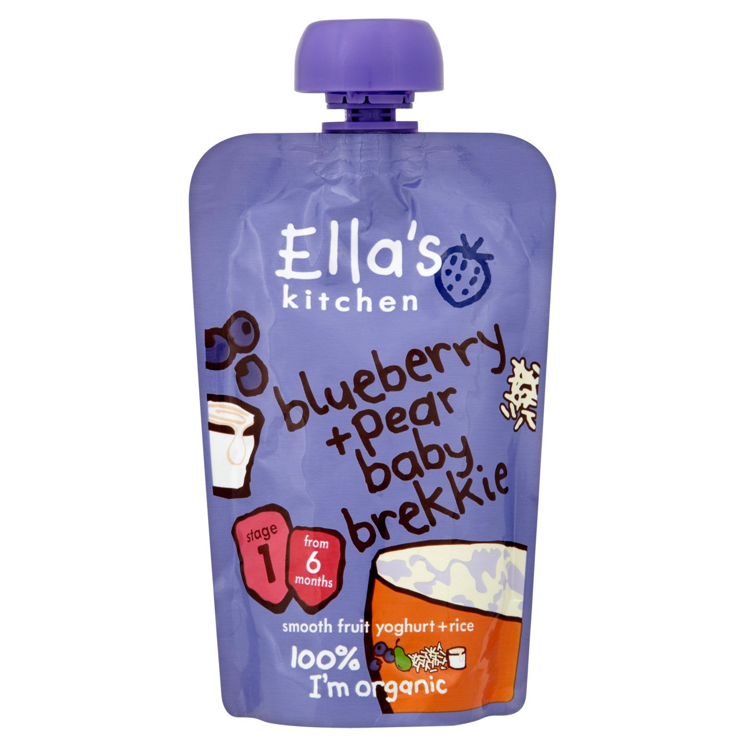 Ellas Kitchen Organic Blueberry and Pear Baby Brekkie, 100 g