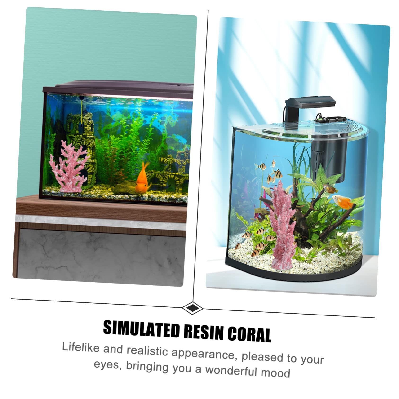 BESPORTBLE Decoración Estilo Mediterráneo de Coral Artificial de Resina Adorno Rosa Fácil de Cuidar para Acuario para Decoración de Peceras
