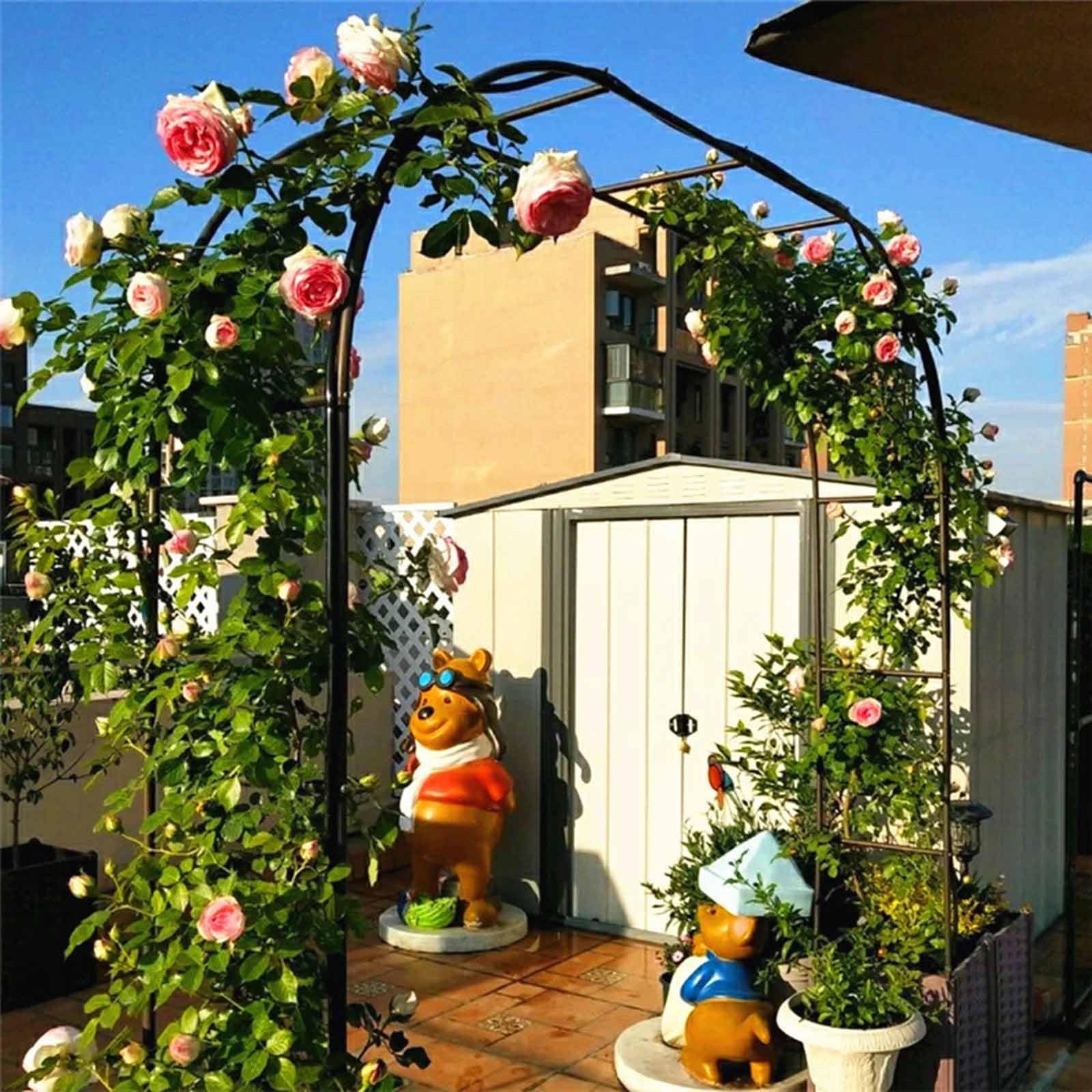 Nero Arco da giardino Arco per Piante da Rose Arco Nuziale metallo 2.0x2.30m 2.40x2.30m 2.80x2.20m 3.0x2.20m per Decorazione Giardino, Pergolato(120x230cm)