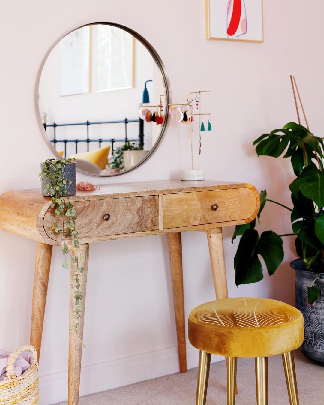 Natural Mango Wood Console Table for Entryway Living Room Wooden Hallway Sofa Table with Drawer Storage Rustic Modern Home Decor Furniture-image-22