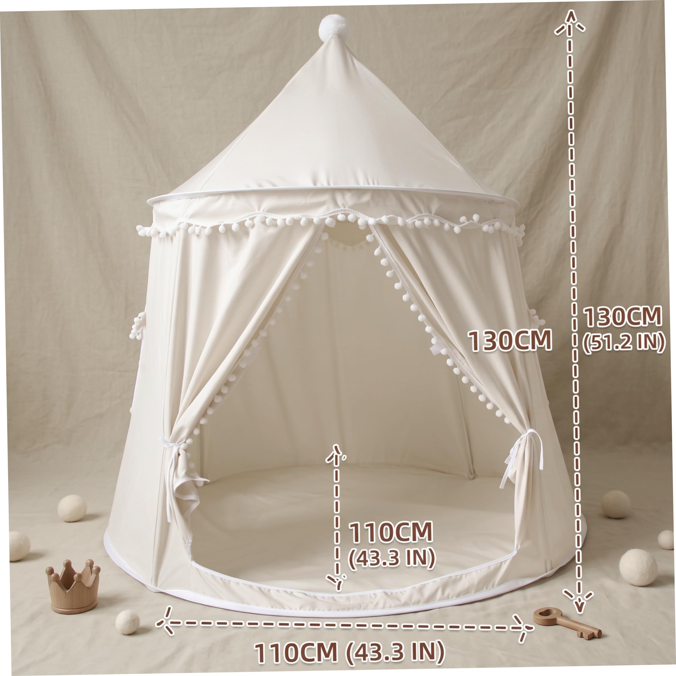 Tenda Teepee, Tenda da Gioco Pieghevole per Interni con Finestra di Ventilazione Beige