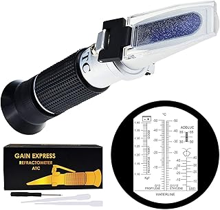 6-in-1 Automotive Car Refractometer ATC for Adblue/Antifreeze/Battery Acid/Windshield Fluid, Propylene Ethylene Glycol Cleaning Coolant Charge Specific Gravity Density Condition