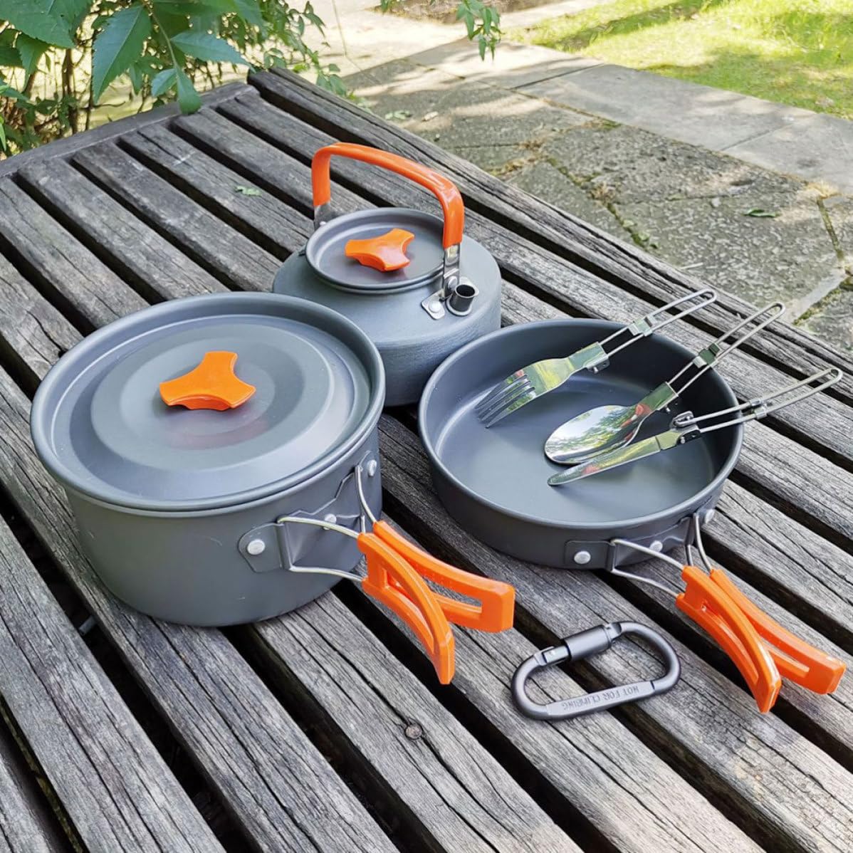 Juego de Utensilios de Cocina para Camping Portátil para 2-3 Personas