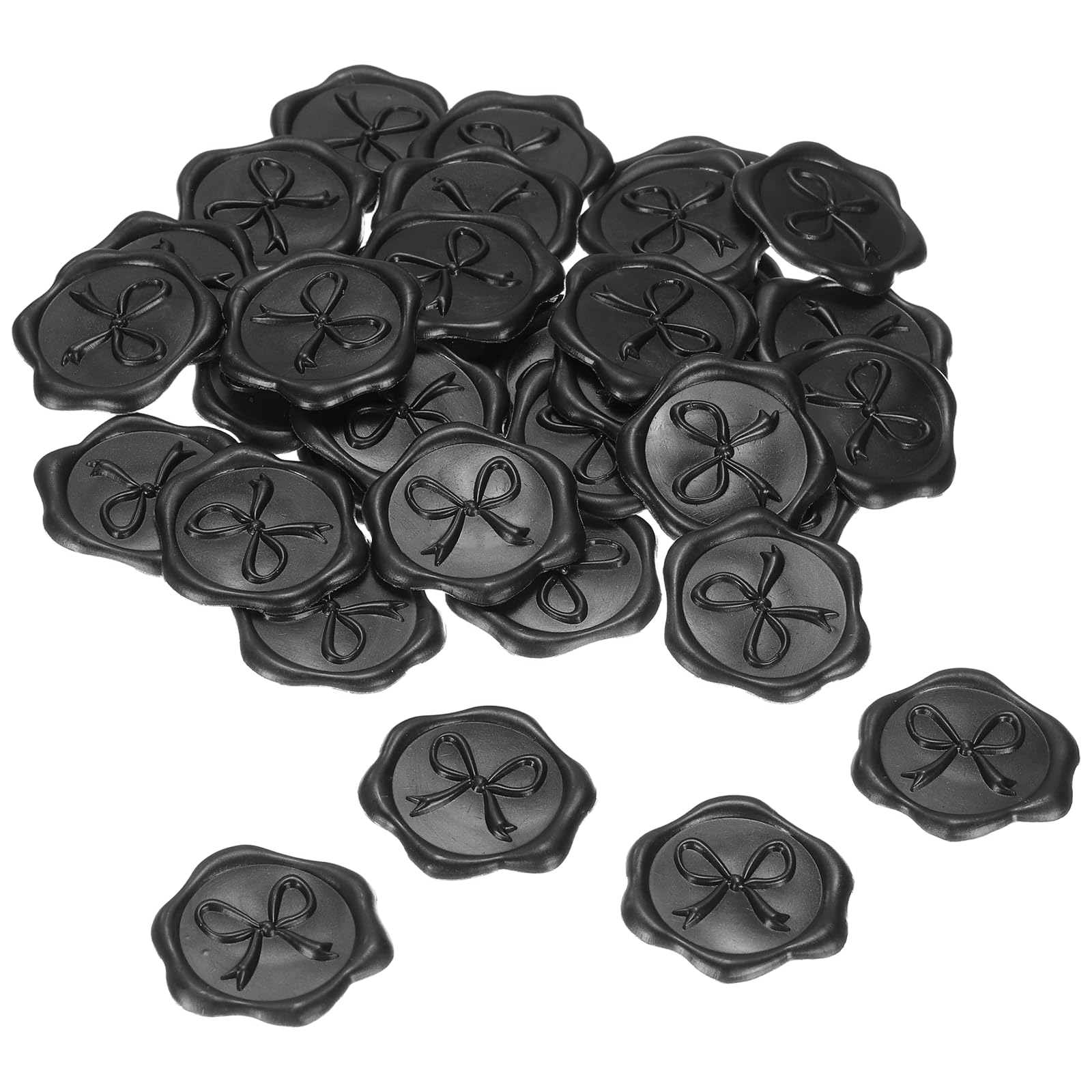 PATIKIL 100Pcs Bow Wax Seal Stickers, Butterfly Knot Embossed Self Adhesive Backed Envelopes Seal Sticker Accessories for Wedding Invitation Letter Birthday Party Gift, Black