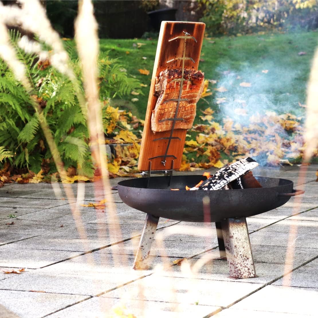 Accesorios Asar Salmón Tablas Salmón Barbacoa UISEBRT - Juego 4 Unidades  Soporte Acero Inoxidable Parrilla Salmón Flameado, image size:1110x1110