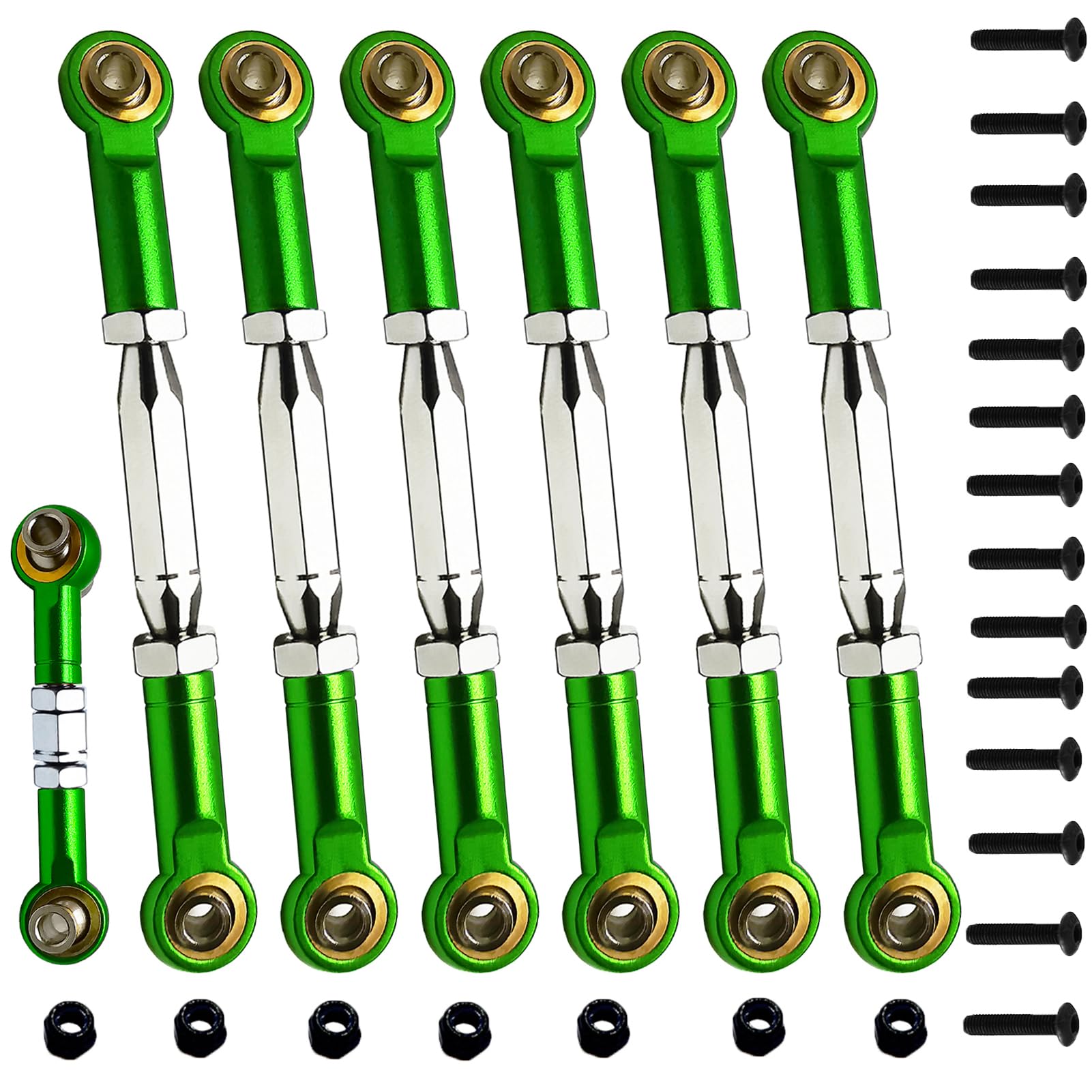 XZSNLYZ (2024 Upgrade) 78-108mm Stainless Steel Turnbuckles/Camber Link for 1/10 Traxxas 4X4/2WD Slash/Rustler/Stampede/Hoss,Bandit/VXL RC Car Hops Up Parts(Green)