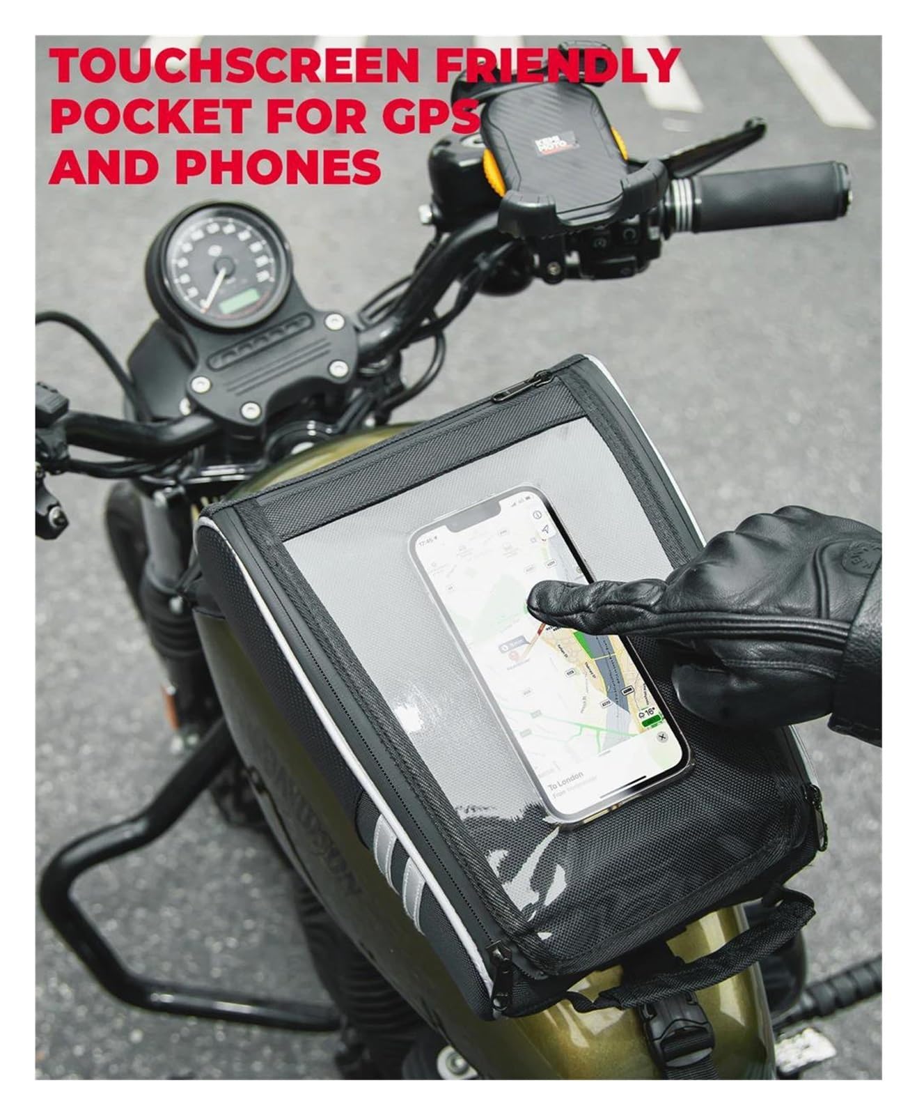 Sacoche de Réservoir de Moto étanche Sacs de réservoir de moto imperméables, sac de téléphone de Navigation pour écran tactile, sacs d'organisation avec housse de pluie pour Sp&or&ts&te&r pour Softail