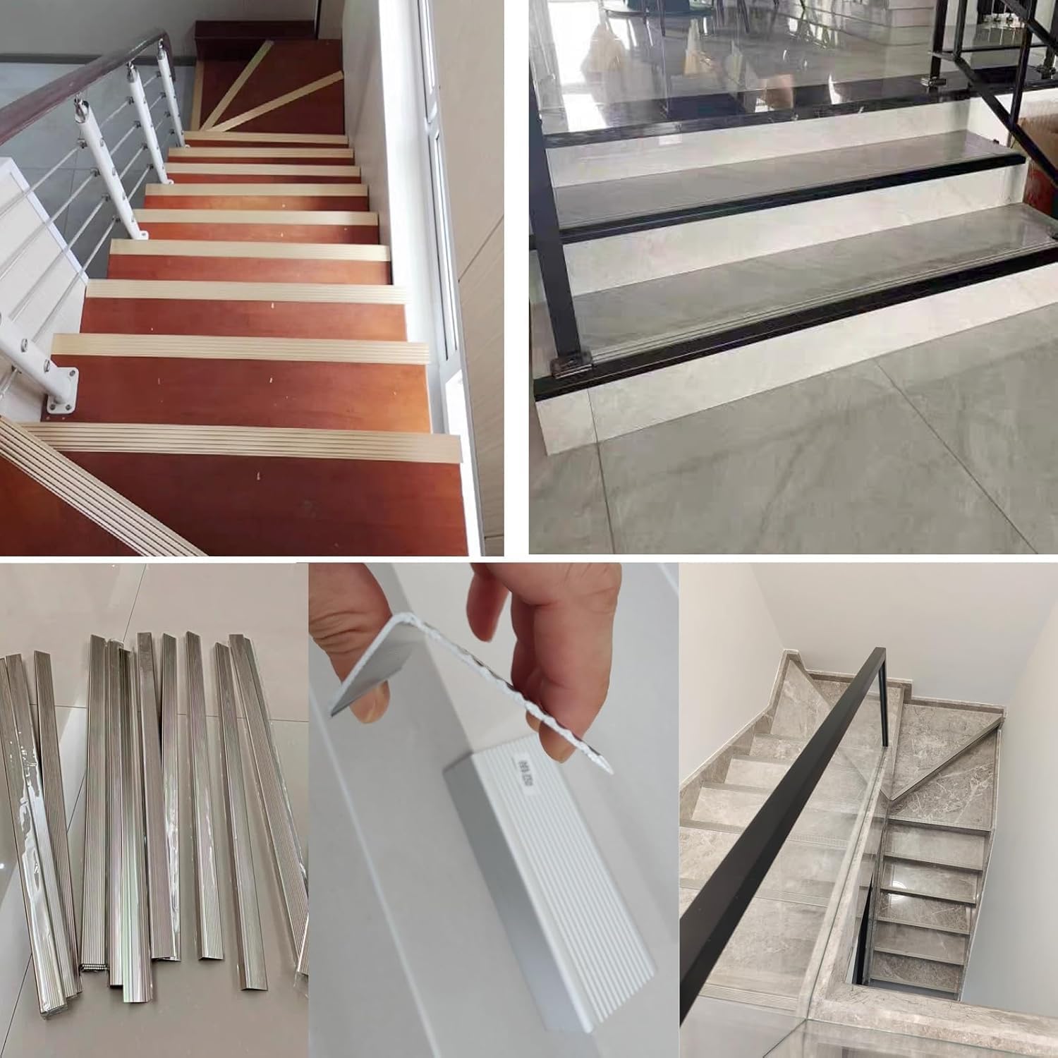 アルミ階段プロファイル、L字型滑り止めステップエッジプロファイルエッジングストリップ、屋外ガーデン階段ノーズ階段プロファイル、滑り止