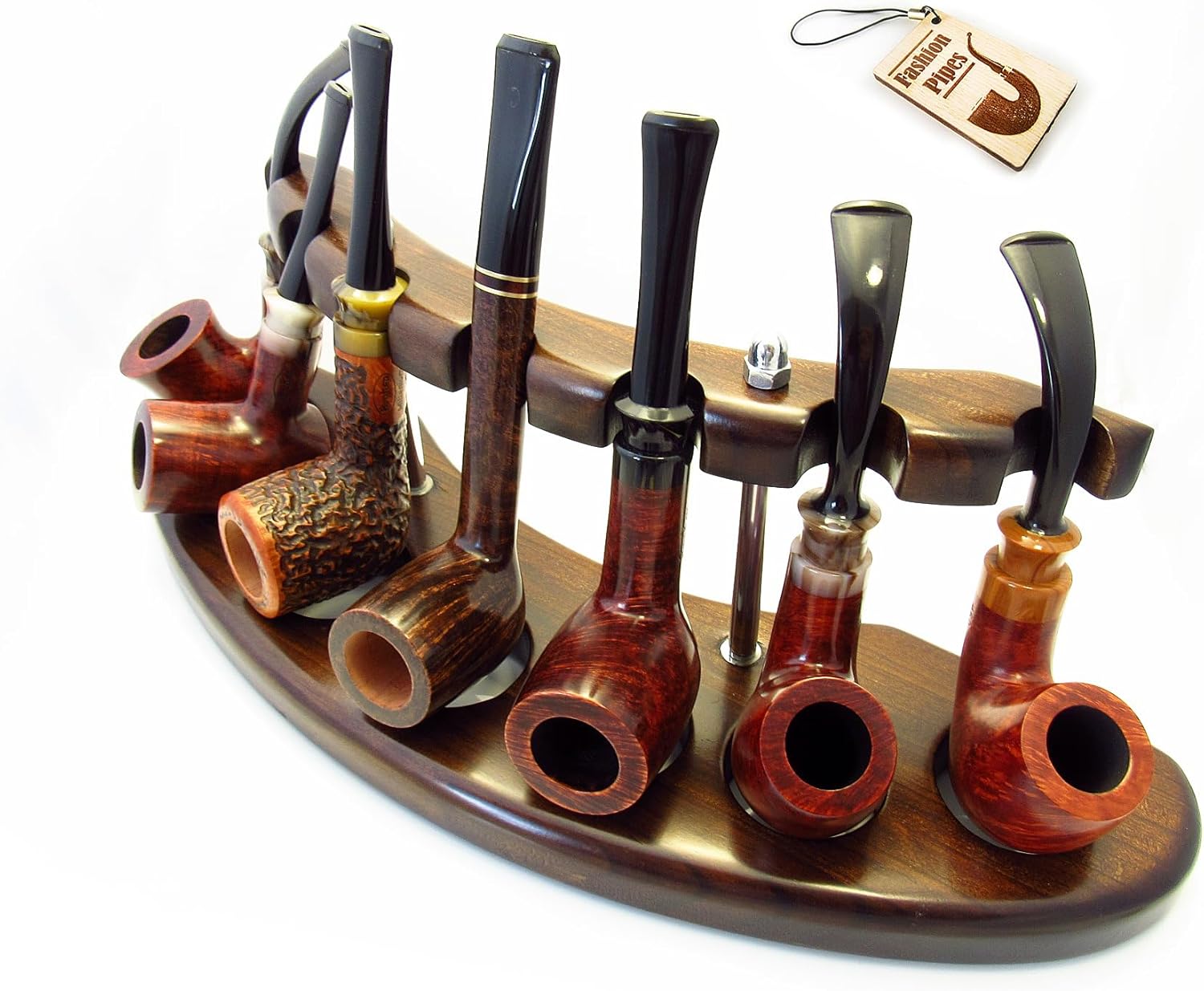 Fashion New Wooden Pipe Stand Rack Holder for Tobacco Smoking Pipes. Handcrafted (for 7)