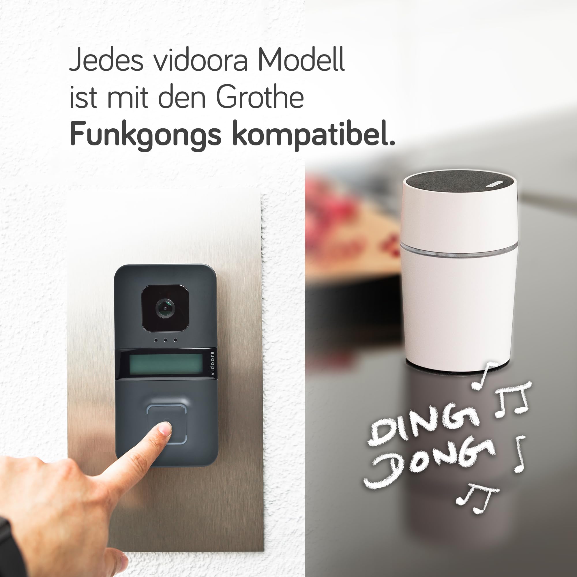 Grothe Türklingel mit Kamera, Sprechanlage & digitalem Namensschild WLAN Türstation Nachtsicht HD-Video silber vidoora VD 720 (Kostenlose App: Tür öffnen, Kamera nutzen, Türrufe verwalten)