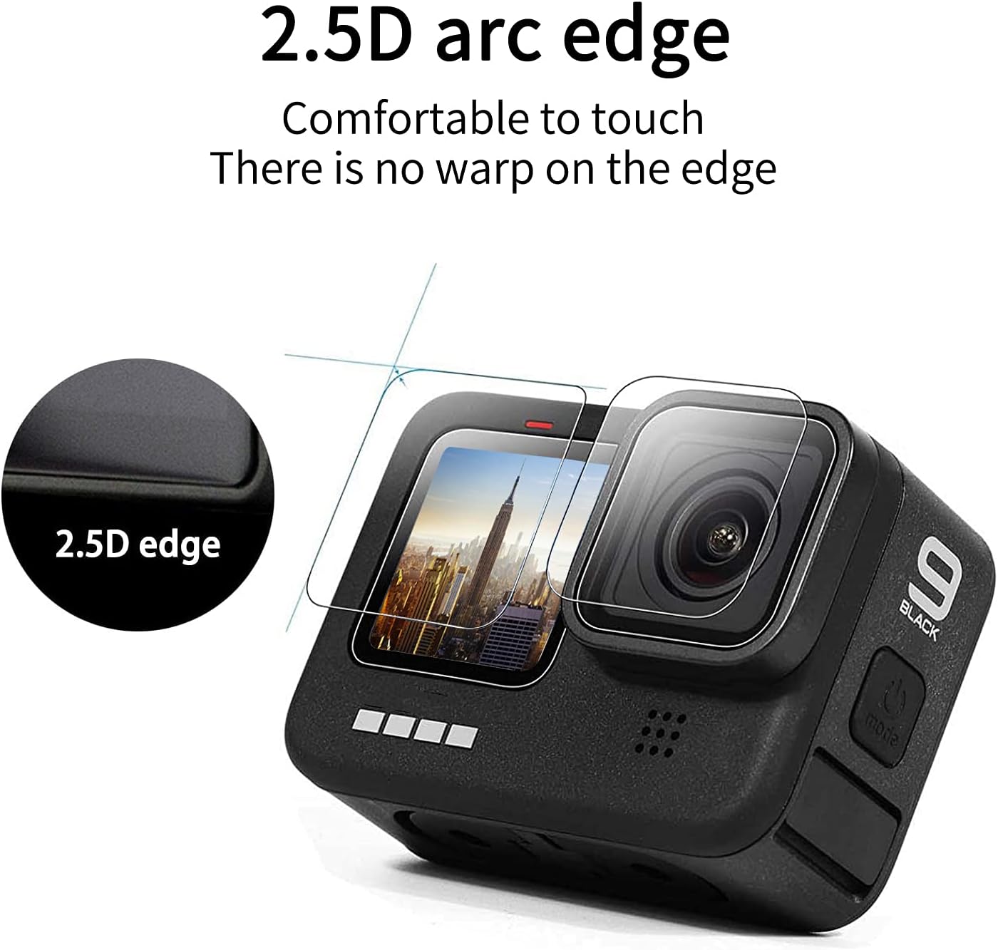 AAIOOEA Screen protector for GoPro Hero11 hero10 hero 9 black ultra transparent tempered glass 6 pieces TPE rubber lens Cap accessories