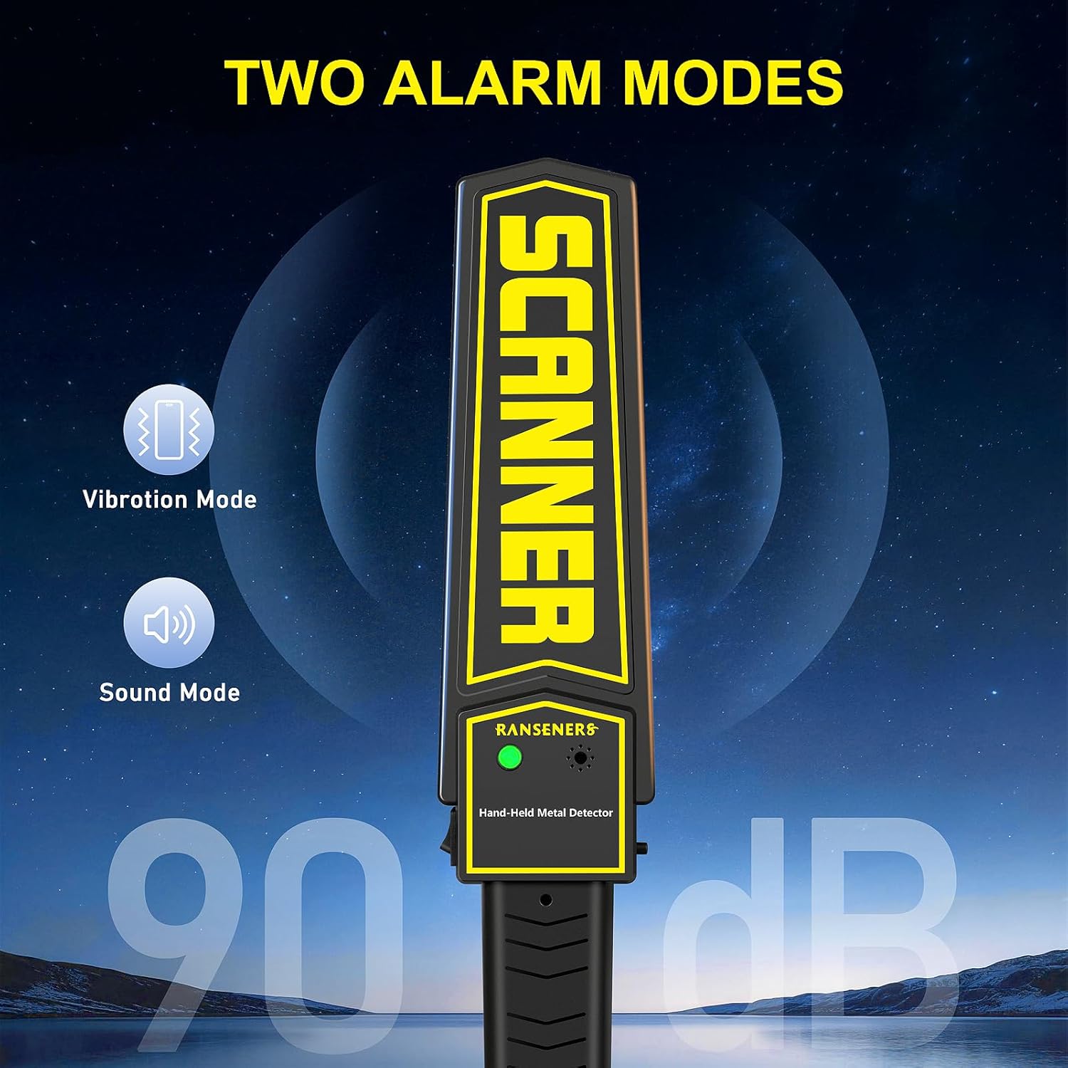 RANSENERS Handheld Metal Detector Wand,Security Wand,Portable Adjustable Sound & Vibration Alerts, Detect All Metal Products (Include Battery)