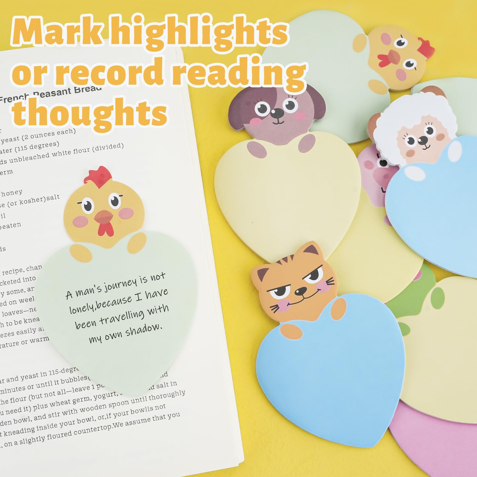 CRITIVE-S 36PCS Sticky Notes Set Cartoon Animal, Pastel Sticky Note Shaped Memo Note Pads - Image 4