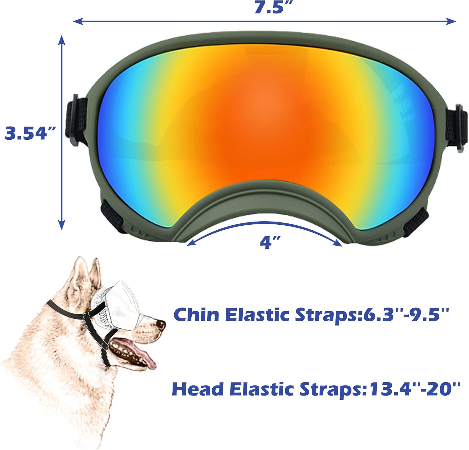 Large Dog Sunglasses, Dog Goggles with Adjustable Strap UV Protection Winproof Dog Puppy Sunglasses, Suitable for Medium-Large Dog Pet Glasses, Dogs Eyes Protection