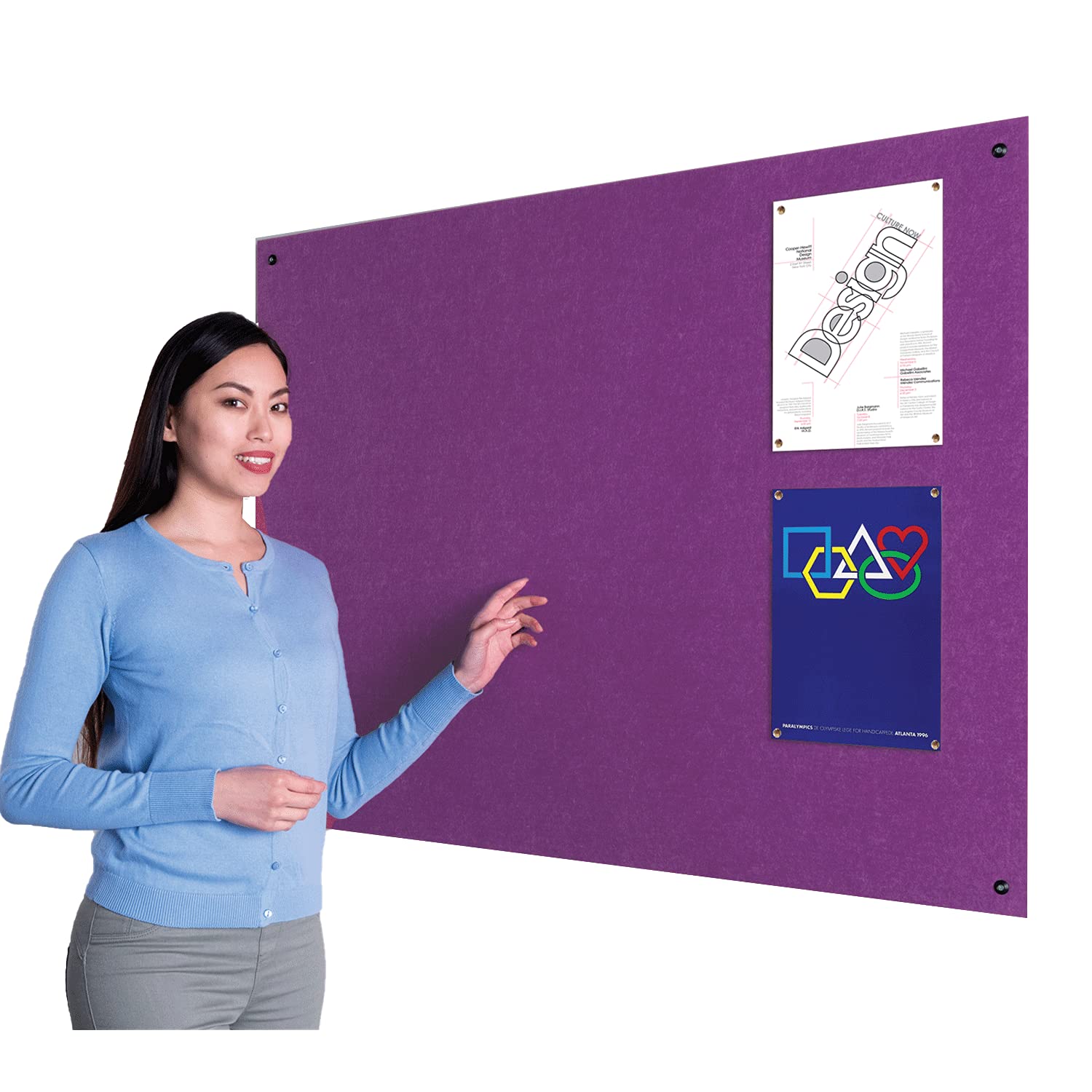 Wonderwall Large Frameless Noticeboard, Purple, 120 x 240 cm, Fire-Retardant Notice Board, 8 Colours to Choose from, Ideal for Office, Classroom,Healthcare & Housing Associations