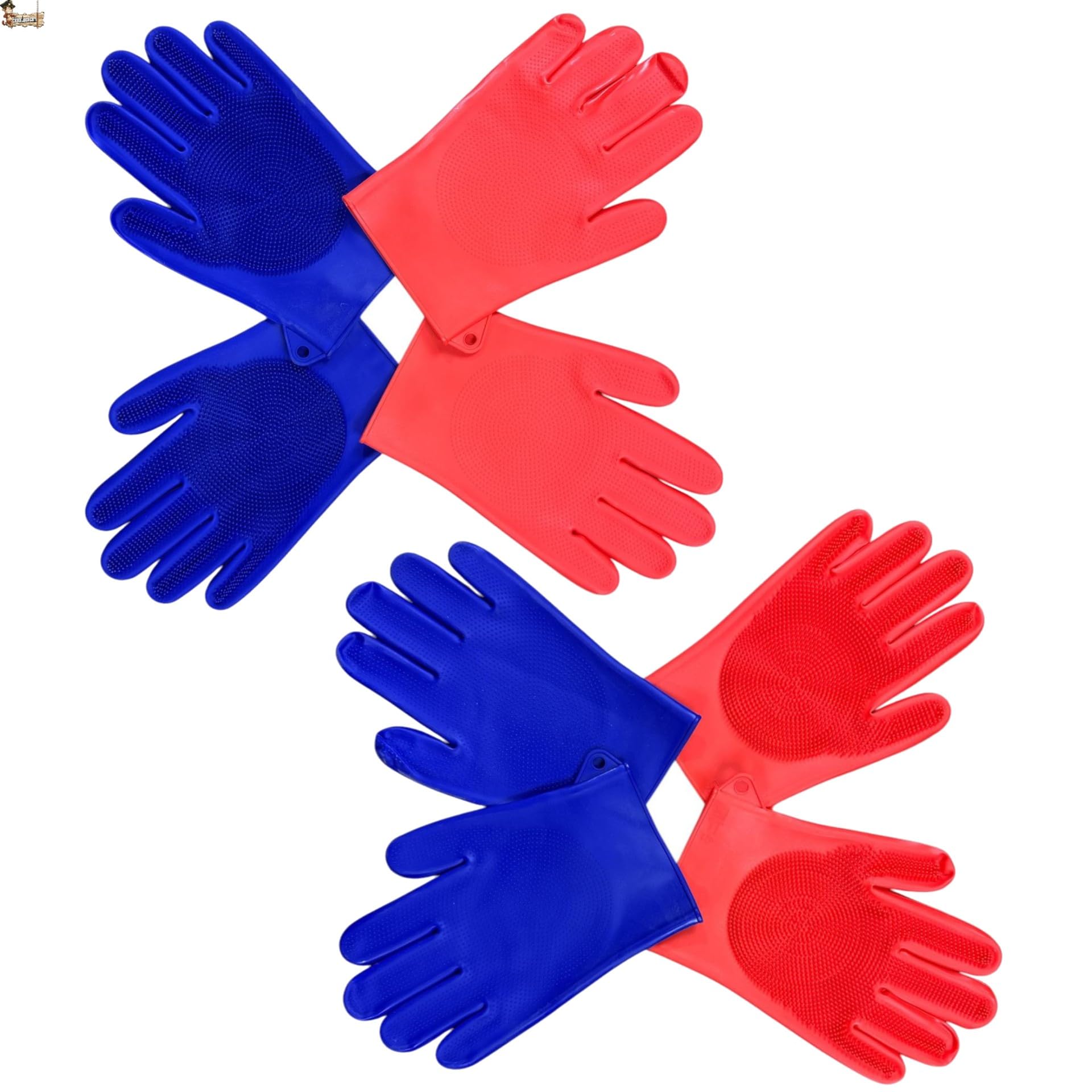BricoLoco.com Lot de 2 paires de gants en silicone avec doigts pour four et cuisine, plus de dextérité qu'avec des moufles, cadeau cuisinier ou cuisinière, gants pour sortir les choses du four sans se
