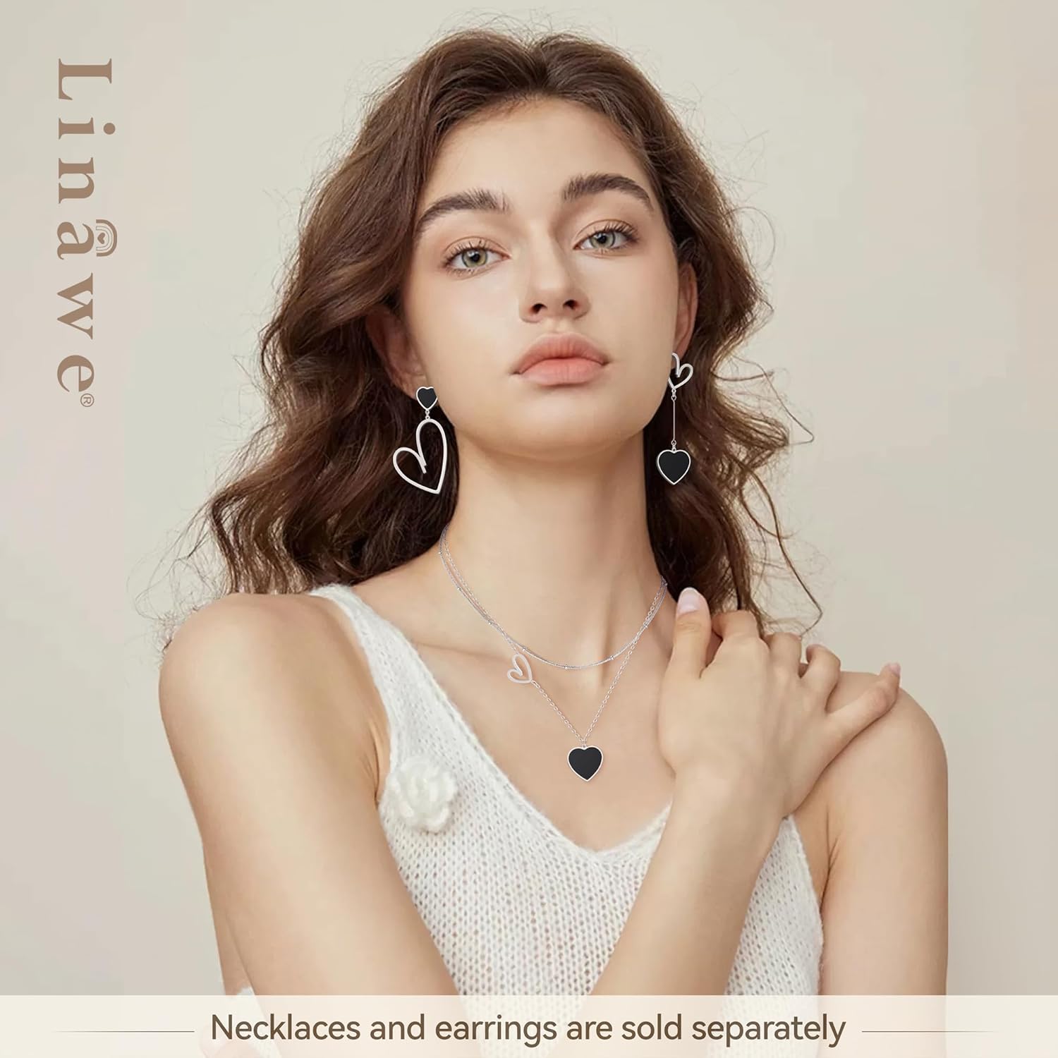 Linawe Layered Choker Heart Pendant Necklace for Women Trendy, Gold/Silver/Rose Gold Chain Stainless Steel Stacked Necklaces, Double Heart Necklace Y2K Preppy Jewelry - Image 4