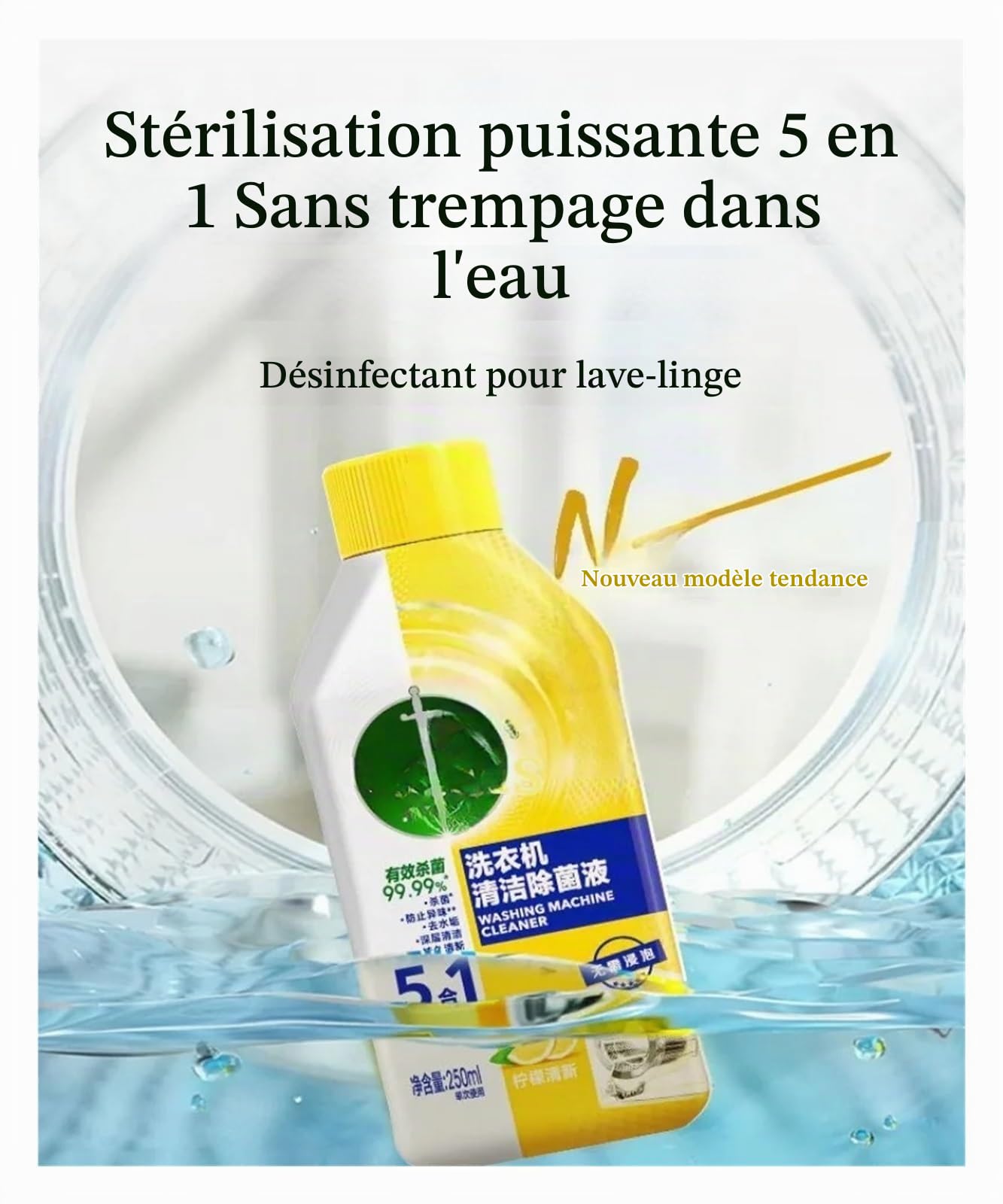 Liquide De Nettoyage For Machine À Laver, Déodorant, Liquide De Nettoyage, Nettoyant Tout Usage(Size:Lemon x 2)
