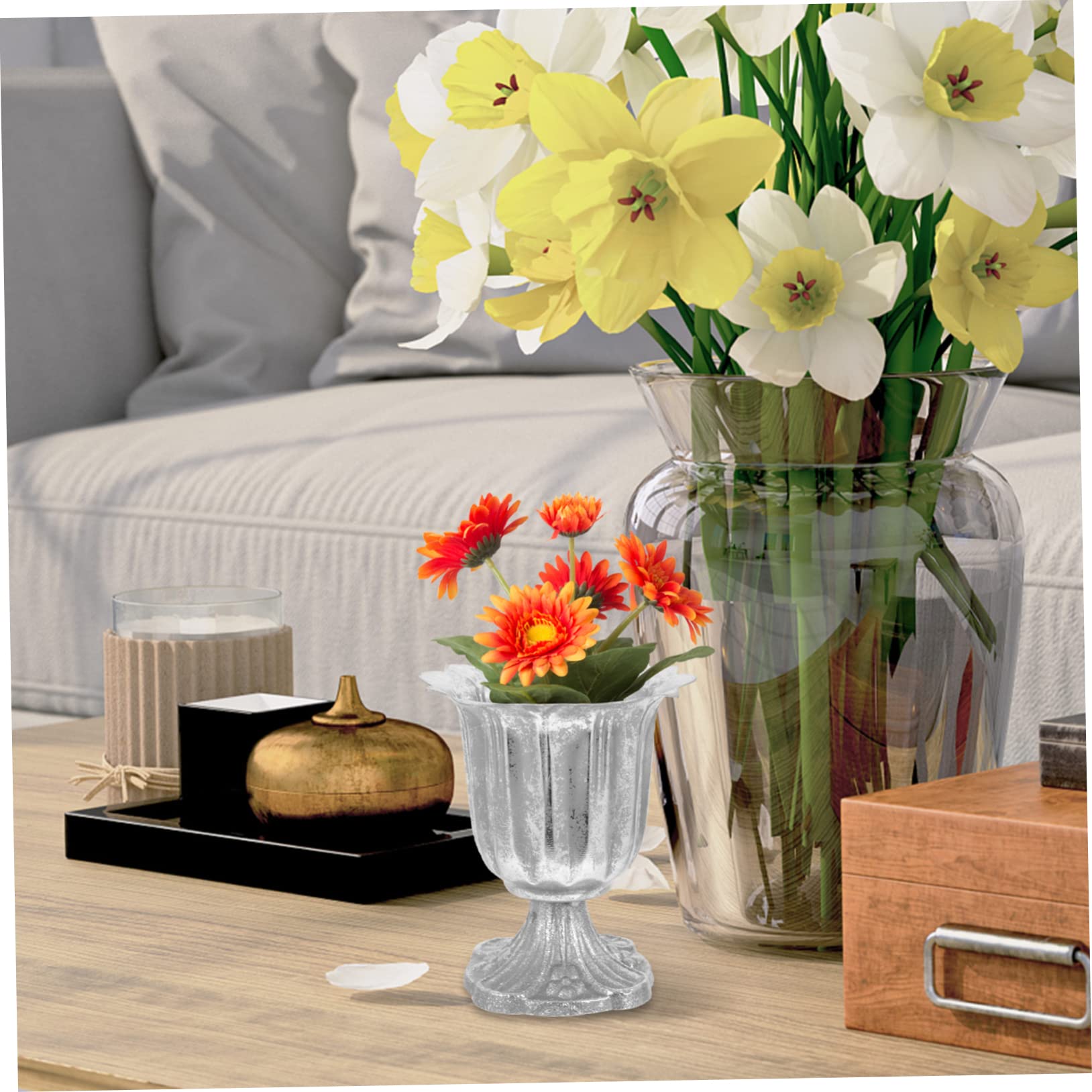 Alipis Vase Funéraire Colonne Romaine 10.4 Pouces Pot De Fleurs Funéraire Résistant pour Tombe Décoration Cimetière Intérieur Extérieur