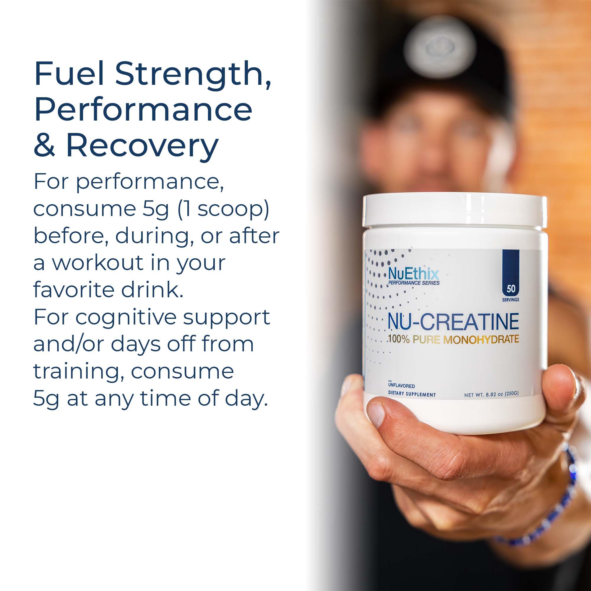 NuEthix Formulations Nu-Creatine, 100% Pure Creatine Monohydrate Powder, Unflavored, Supports Muscle Growth, Recovery & Cognitive Function, 5g per Serving, 50 Servings — Amazon image 5