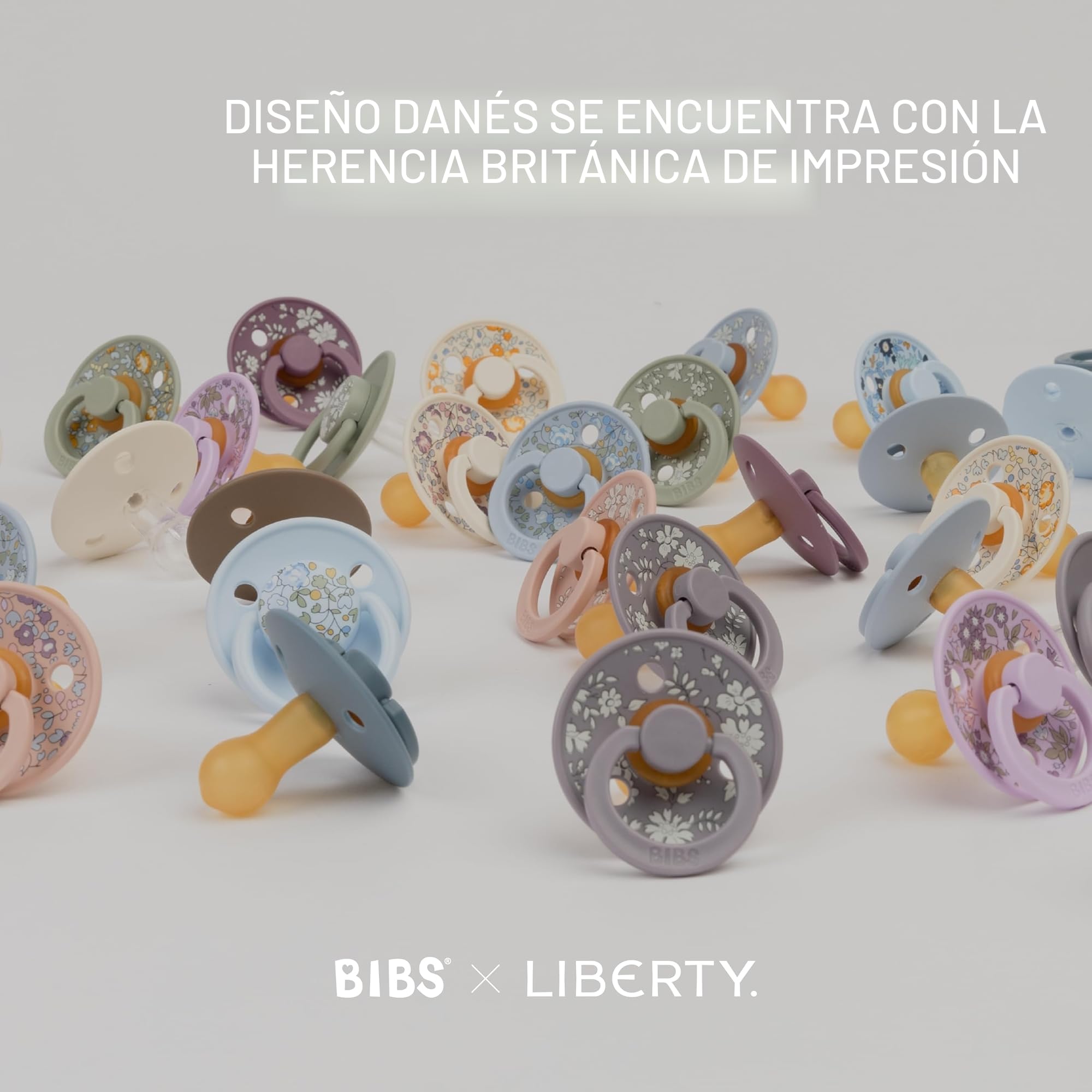 BIBS Colour Liberty Paquete de 2 chupetes. Libre de BPA, Tetina redonda. Látex natural, Hecho en Dinamarca, 0+ meses (Paquete de 2), Eloise Sage — view 7
