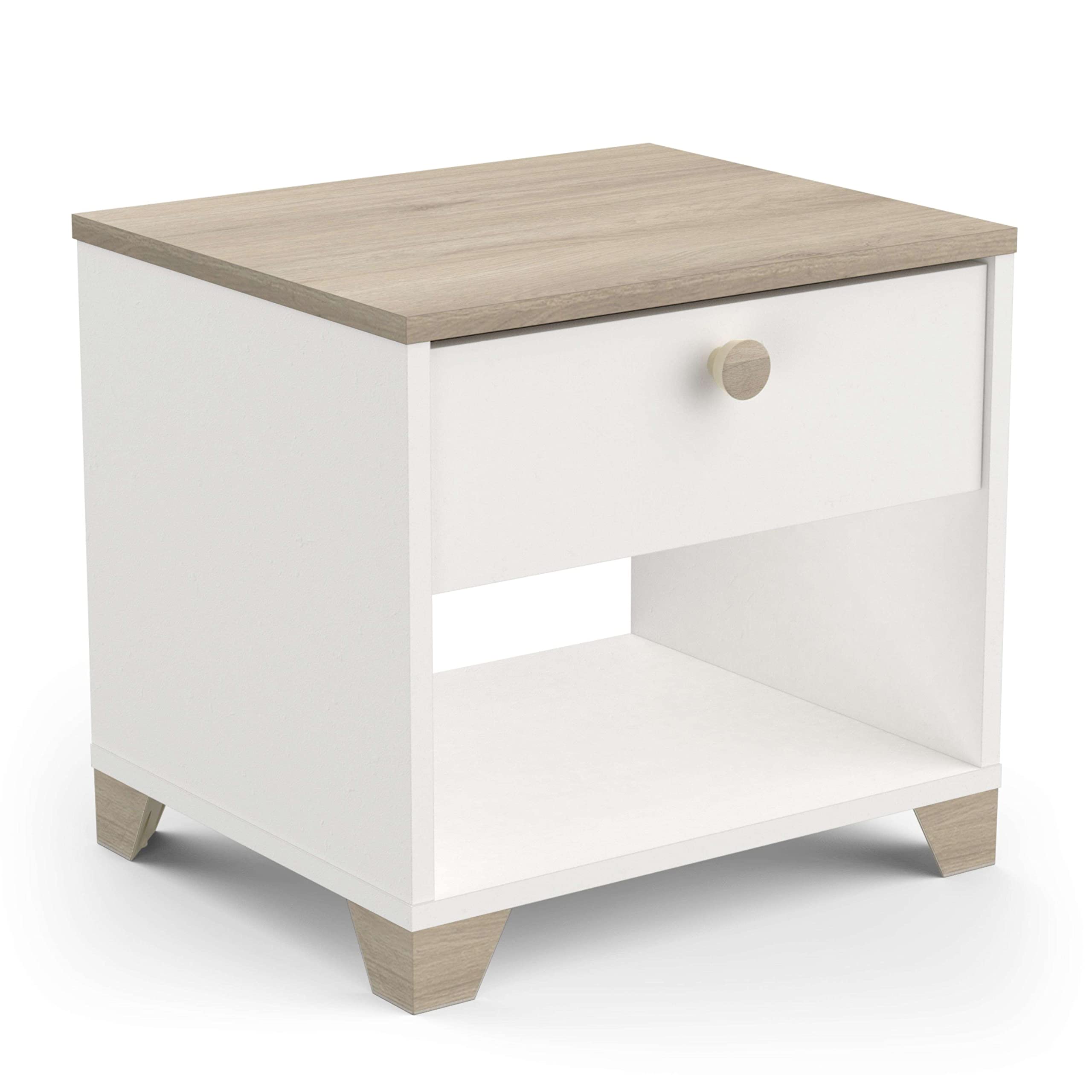 Miroytengo Dormitorio Principal Completo Izzy Color Blanco Mate y Roble Kronberg (Cama+cómoda+mesitas)