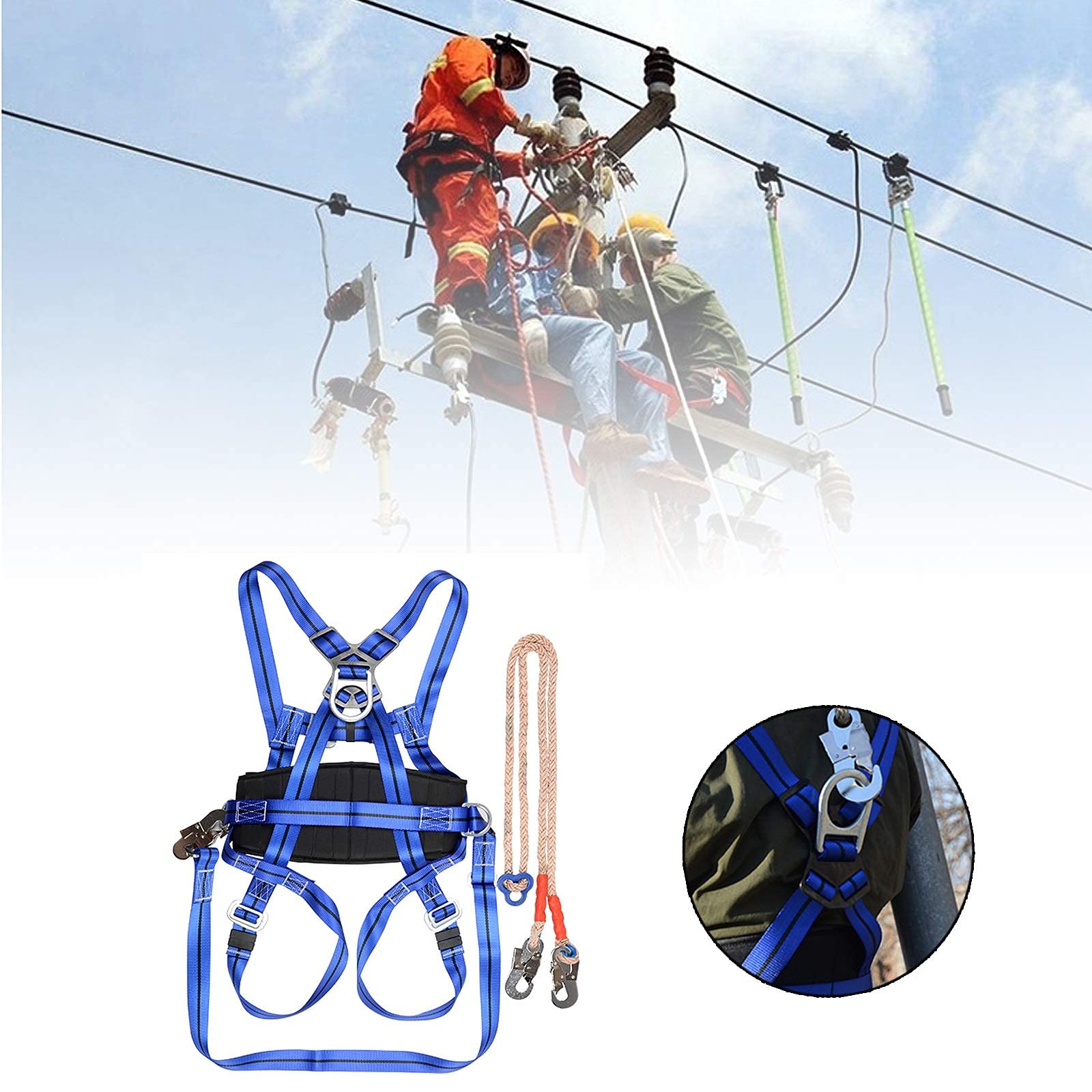 SwaYve Arnés de Seguridad para Detención de Caídas, Cinturón de Seguridad para Trabajos Aéreos, Kits de Arnés de Seguridad de Protección Personal, Arnés de Escalada