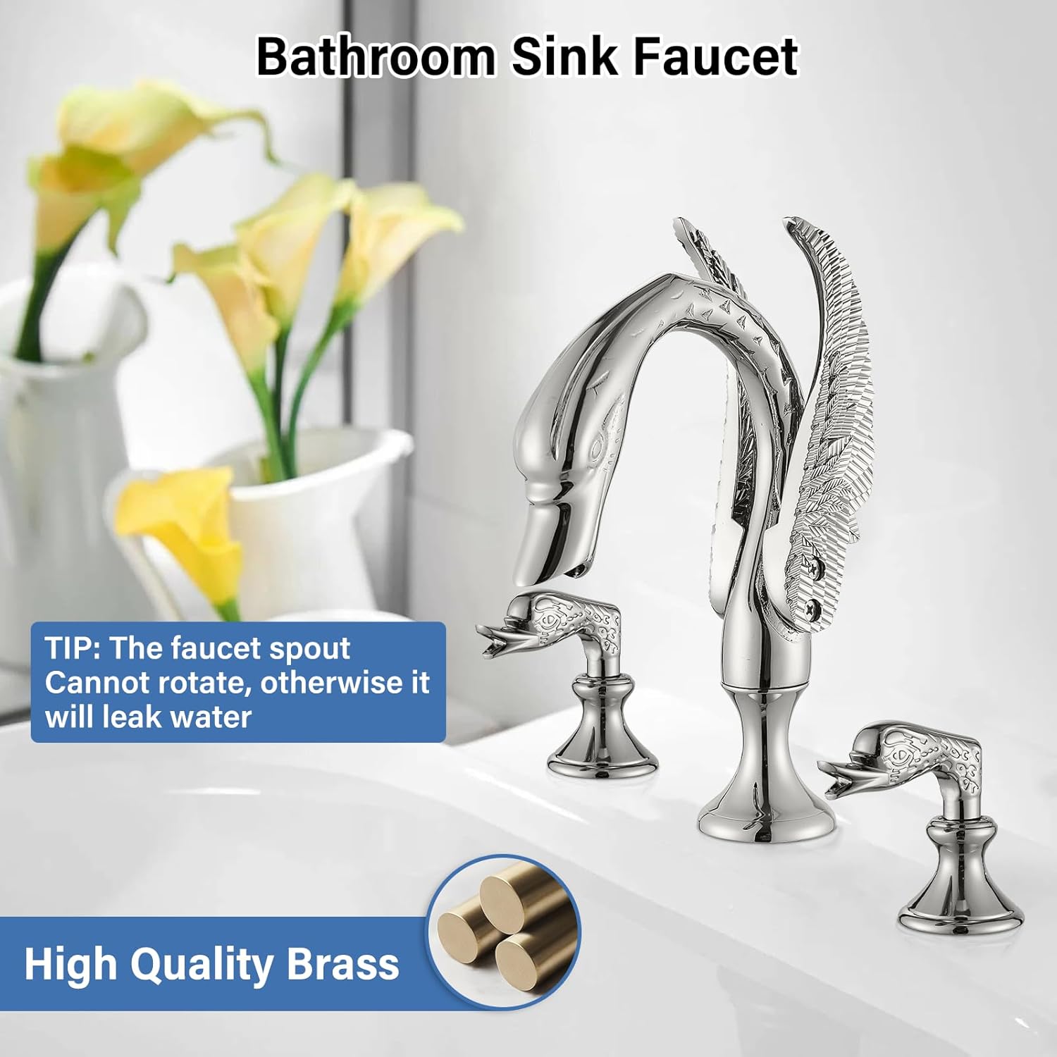 Luxurious Gold Swan Vessel Sink Faucet with Dual Handles