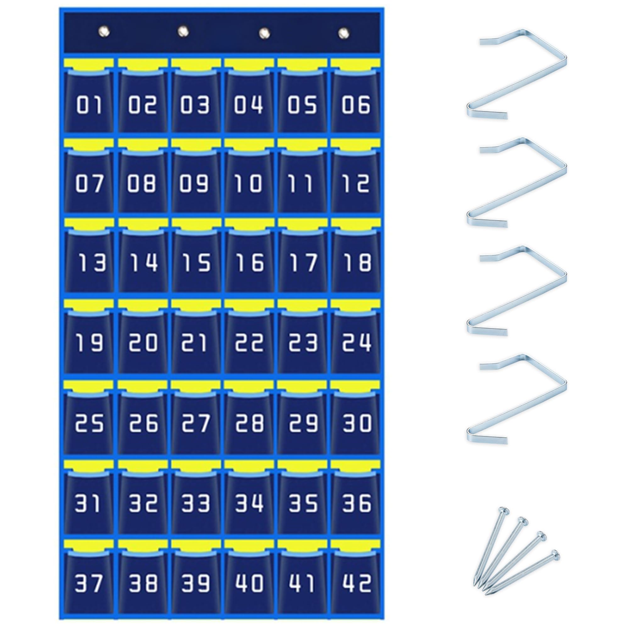Niuhong Classroom Office Storage Bag Cell Phone Bags Wall Numbered Office Storage Mobile Hanging Organizer Holder Multifunctional with 4 Hooks (Blue